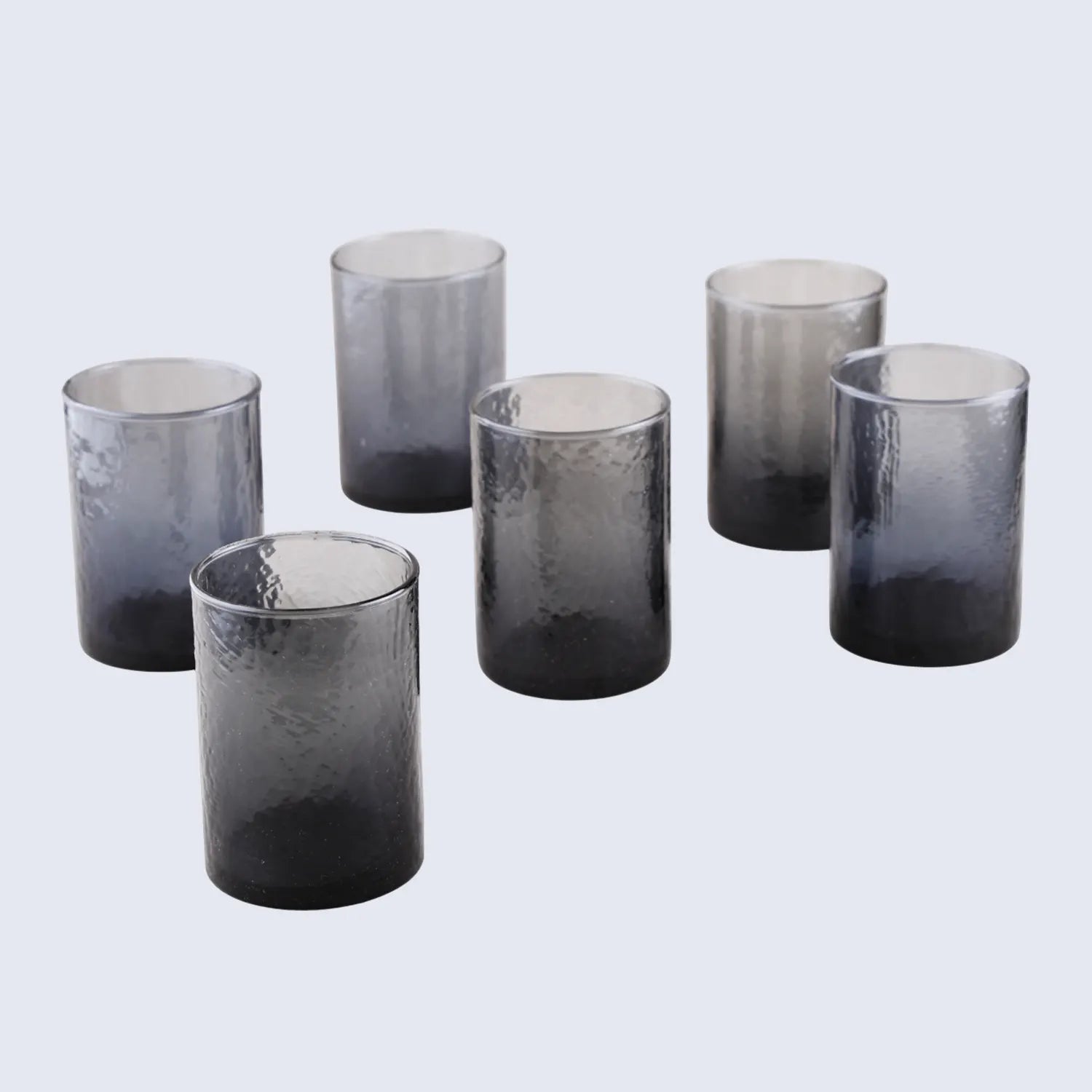 Set of 6 Dark Quartz Drinking Glasses in  6.7 oz & 3.5” Height
