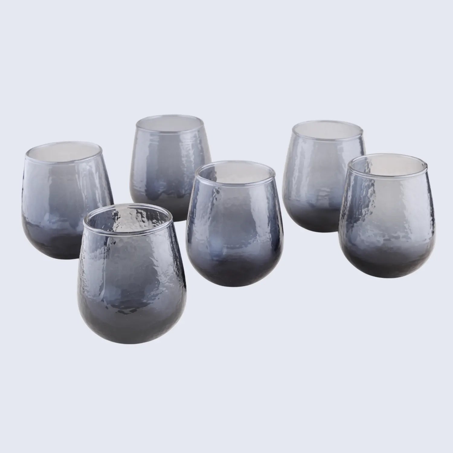 Set of 6 Ocean Grey Drinking Glasses in 10.4 oz & 4” Height