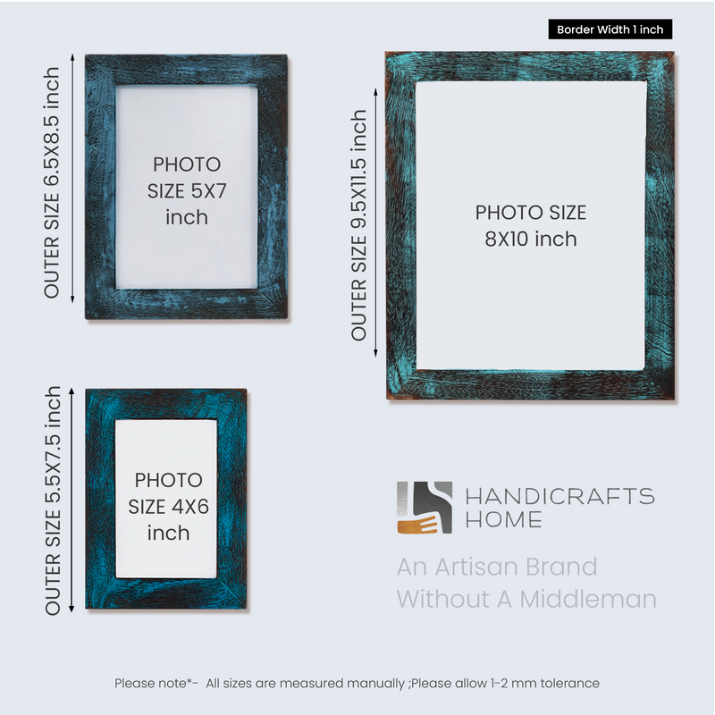 Size Chart for Picture Frame Driftwood Skye Wooden Collection Vintage Home Decor