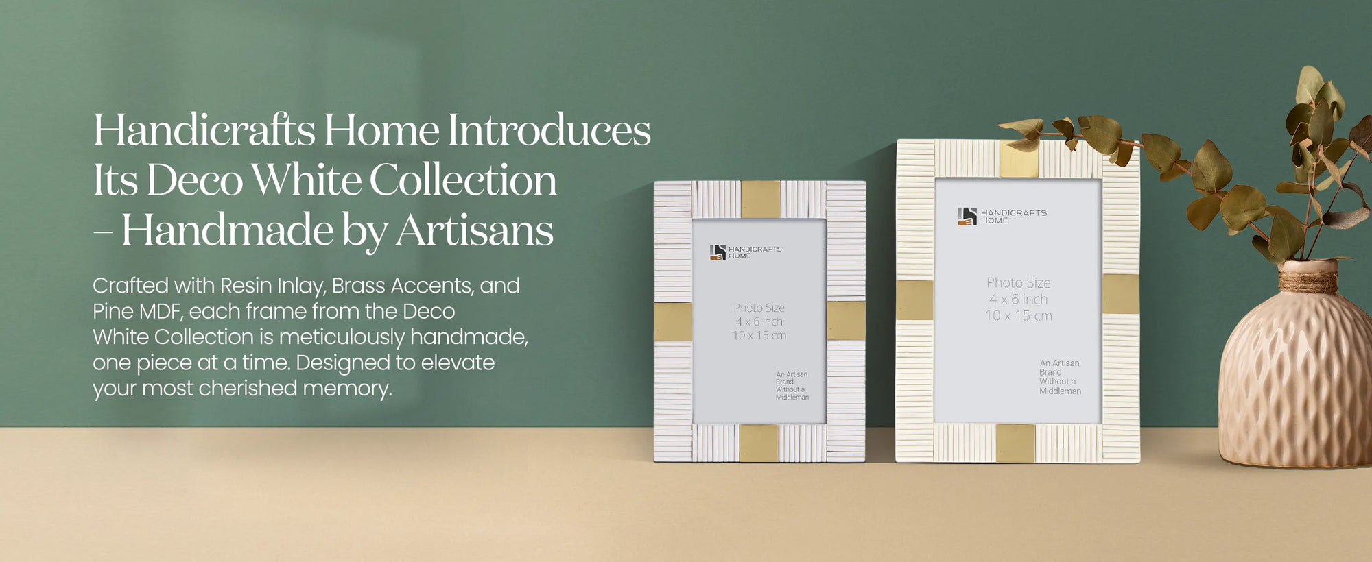 Resin Inlay Deco White Picture Frame For Desk & Wall-3 Sizes