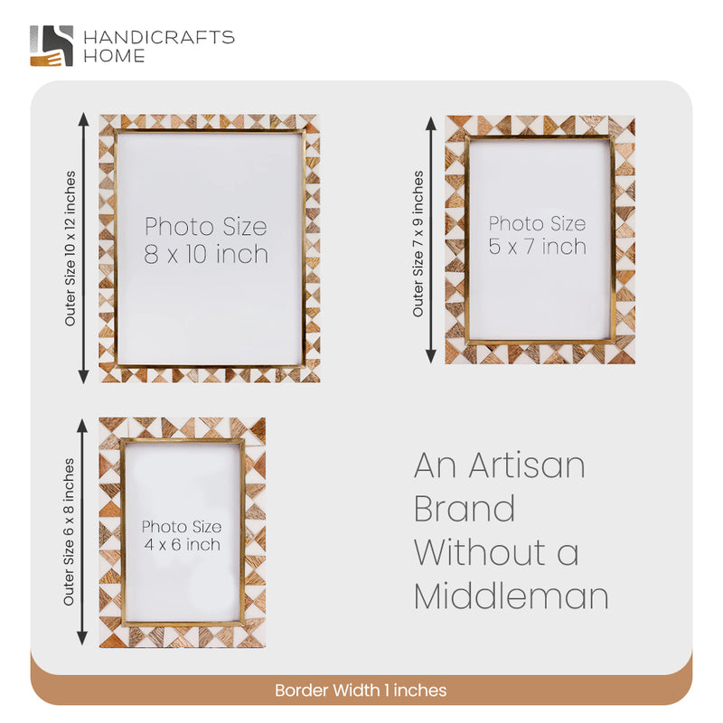 Size Chart for Picture Frames Halo Ivory Pattern Wood & Resin Inlay in 3 Sizes