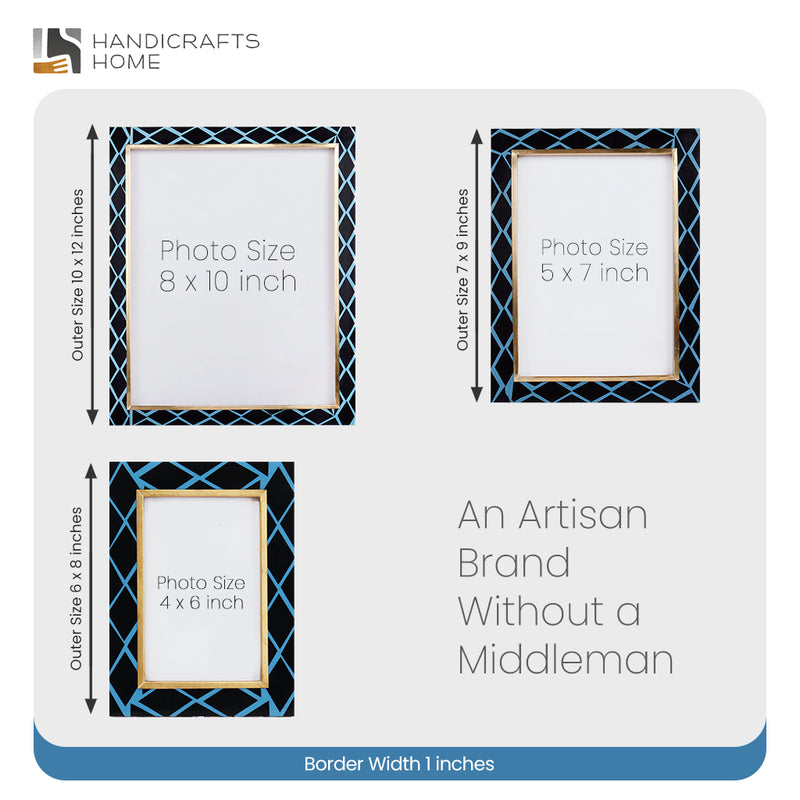 Size Chart for Picture Frames Halo Mamba Pattern Resin Inlay Collection in 3 Sizes