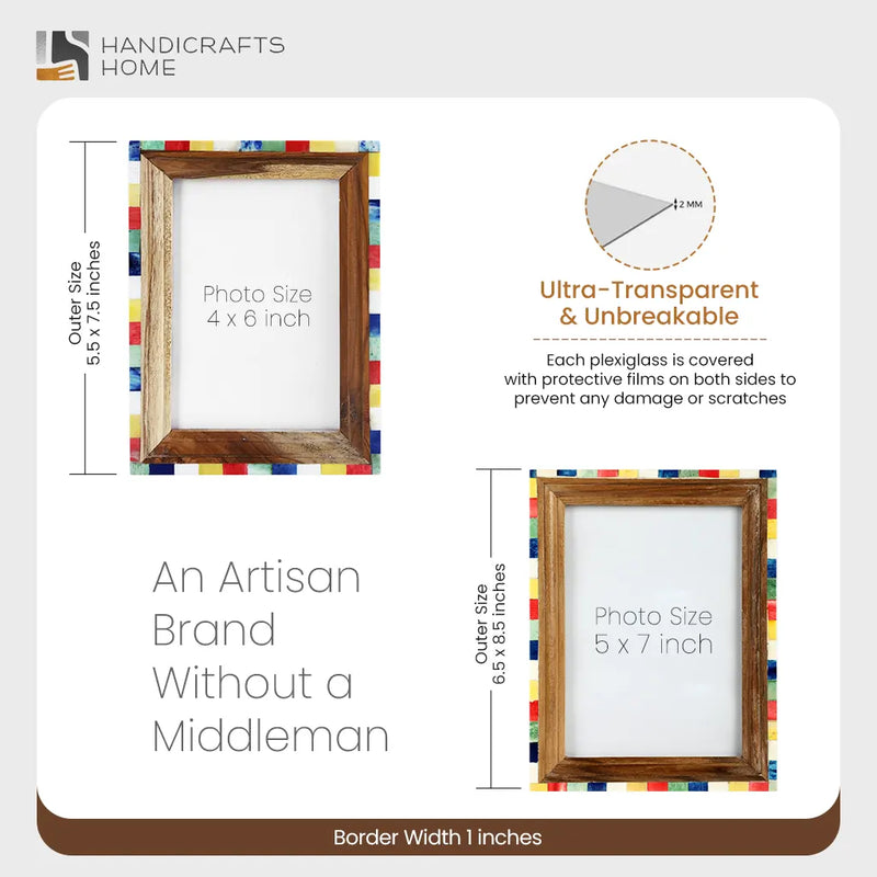 Size Chart for Picture Frames Fairground Circus Pattern Bone & Resin Inlay Collection in 2 Sizes