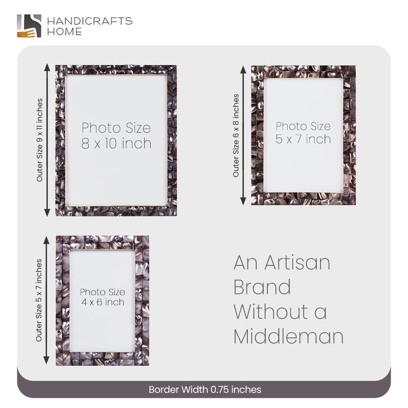 Size Chart for Picture Frames Mother of Pearl Pack of 2 Collection in 3 Sizes, Dark Grey