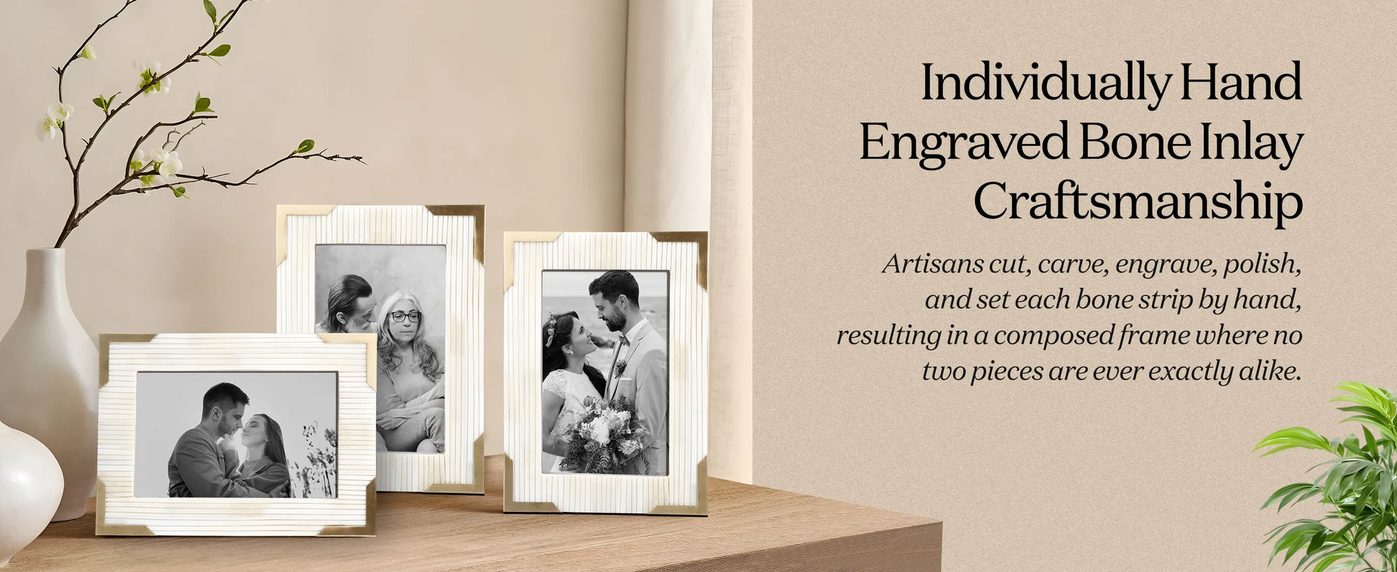 Deluxe Carta Collection – Handmade Bone Inlay & Brass Picture Frame