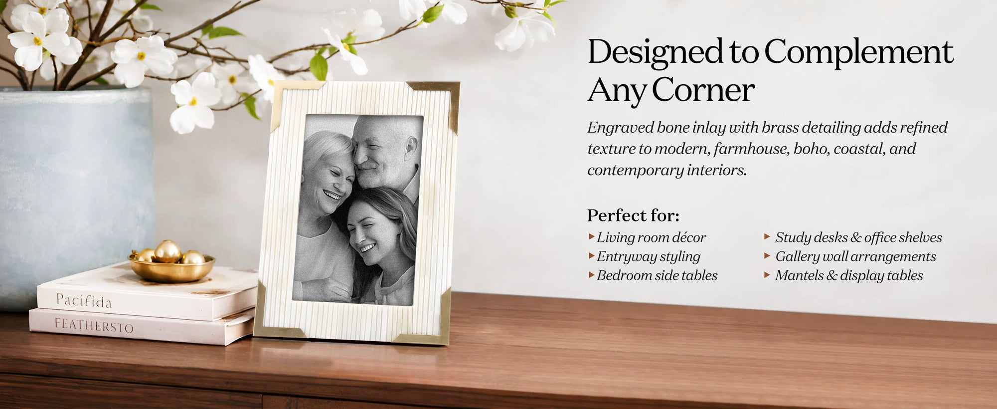 Deluxe Carta Collection – Handmade Bone Inlay & Brass Picture Frame