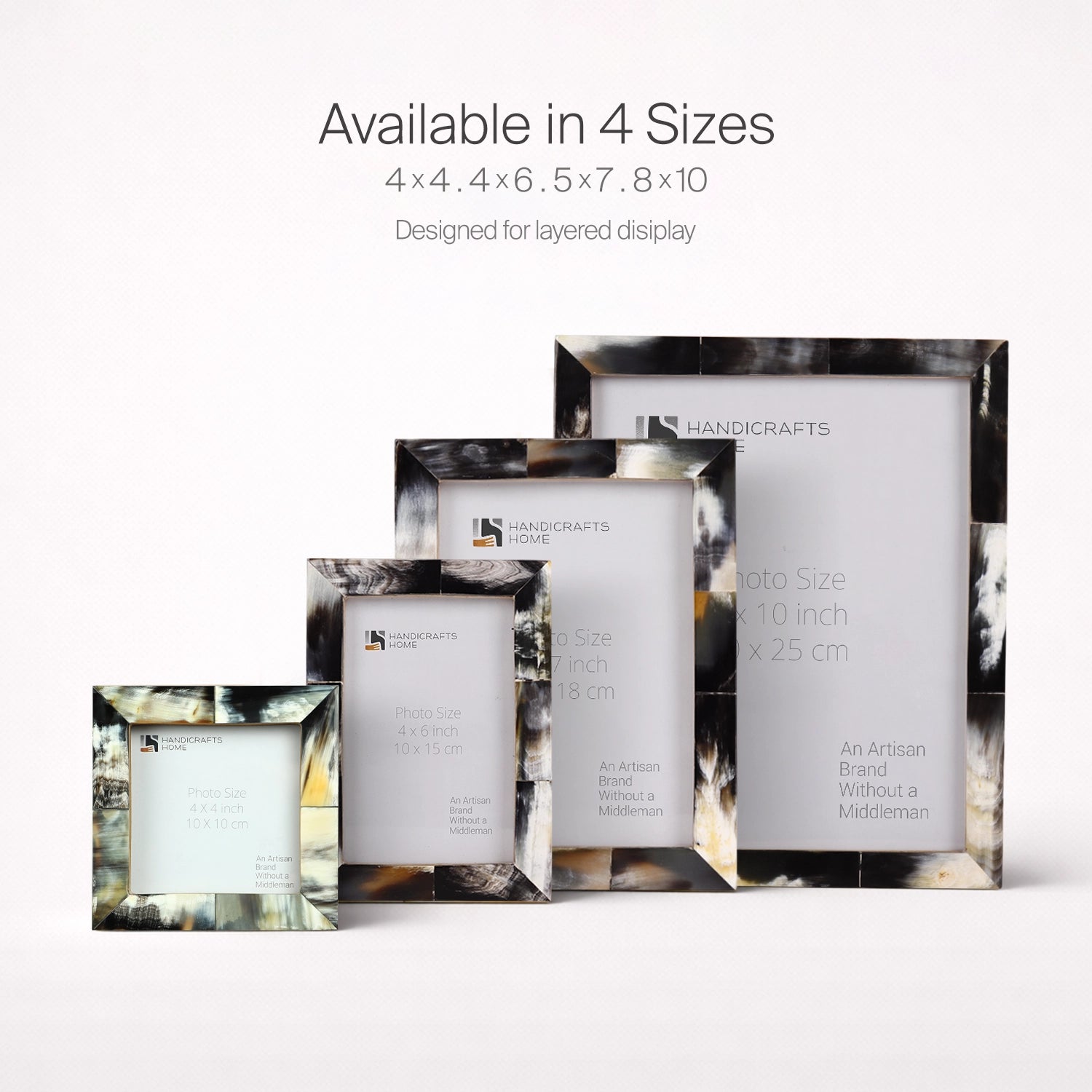 Horn Inlay Picture Frame Tabletop Wall 4x4 4x6 5x7 8x10