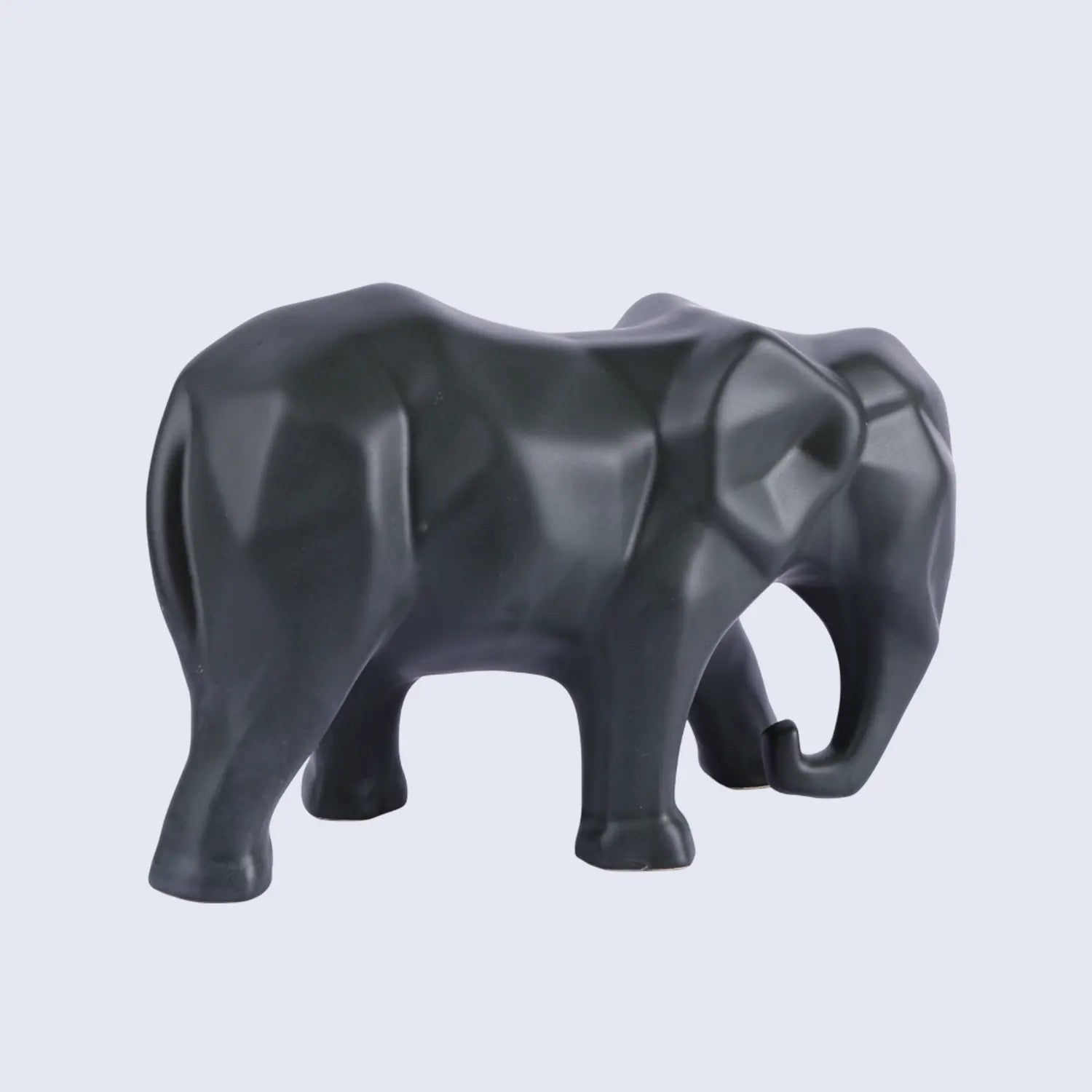Eleform Black Elephant Sculpture – Geometric Modern Ceramic Home Décor Accent