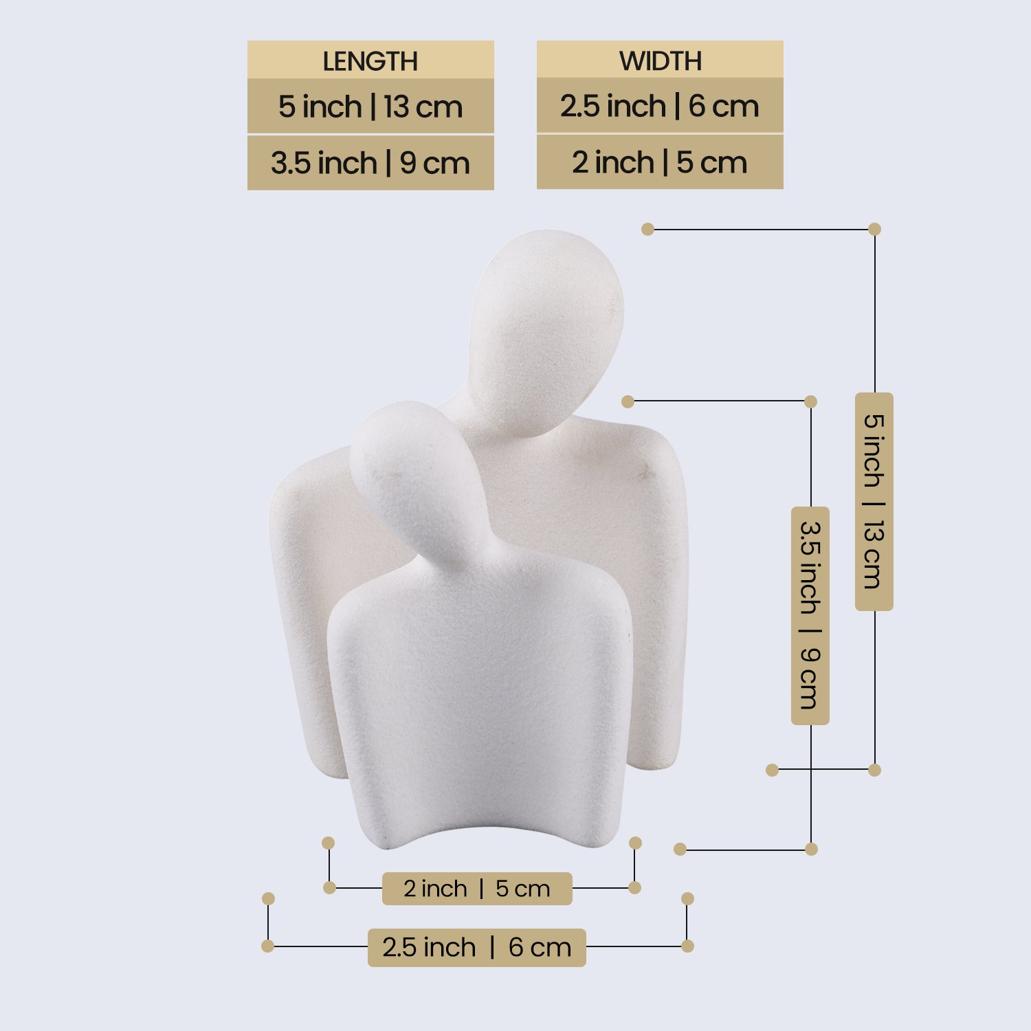 Leanity Set of 2 Matte White Face Figurines – Modern Ceramic Home Décor Gift