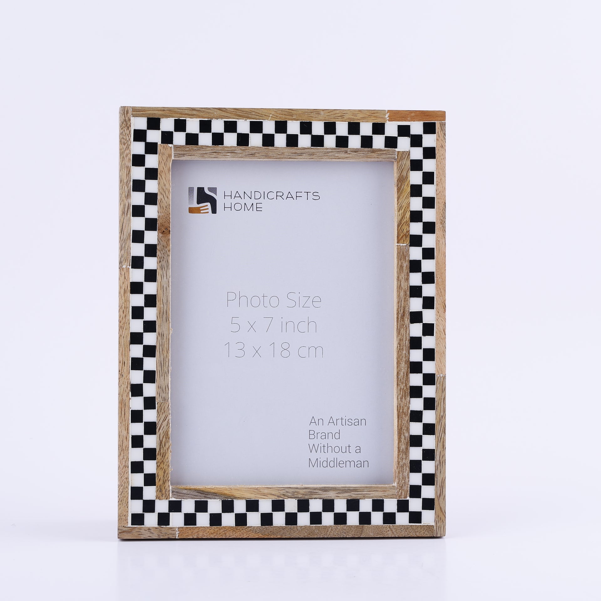 Chessboard Pattern Bone Inlay & Wood Picture Frame - 4x6 & 5x7