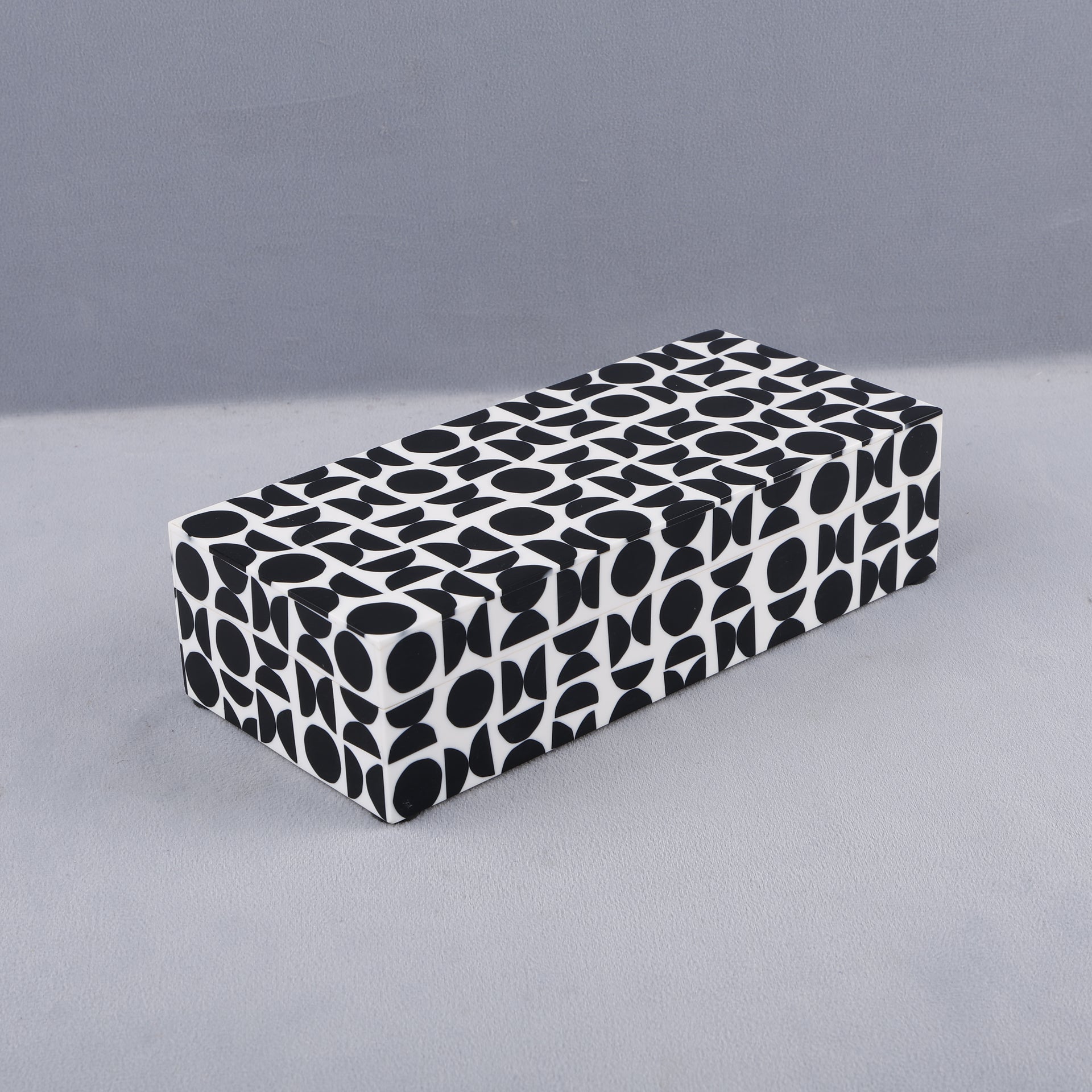 GeoPop Pattern Decorative Storage Box, Resin Inlay in 3 Sizes, Black-White