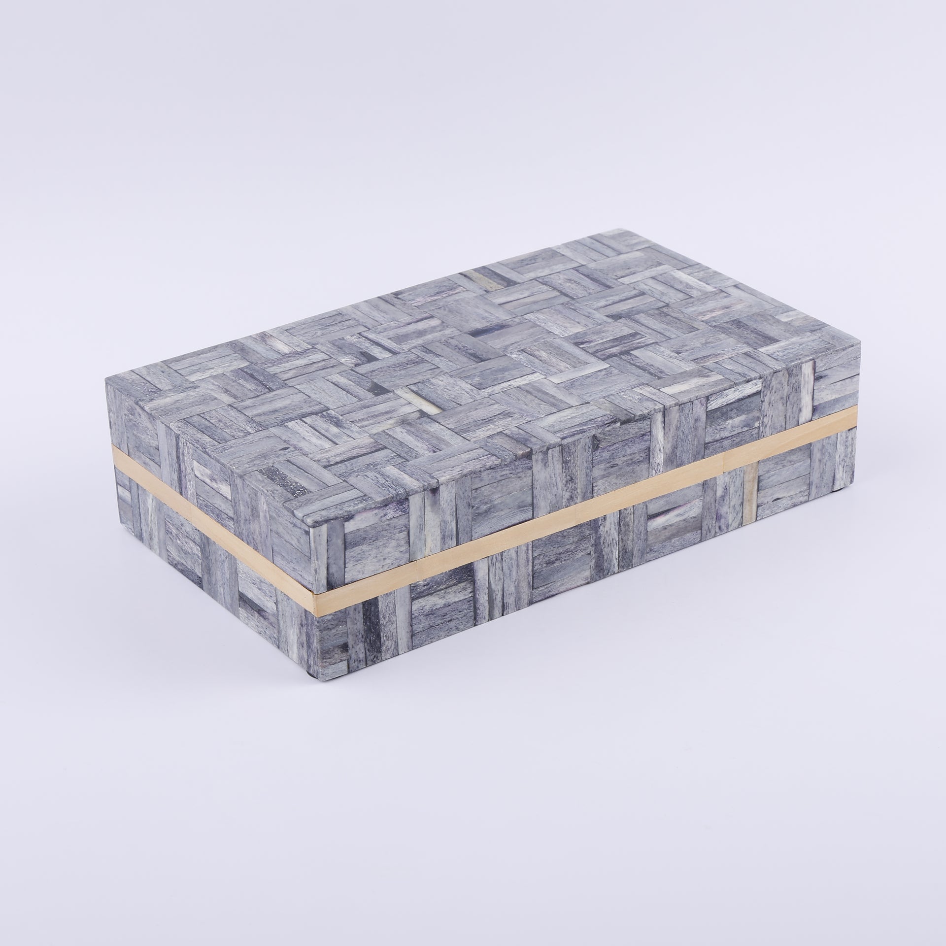 Brick Pattern Decorative Storage Box, Resin Inlay in 3 Sizes, Grey-Brown