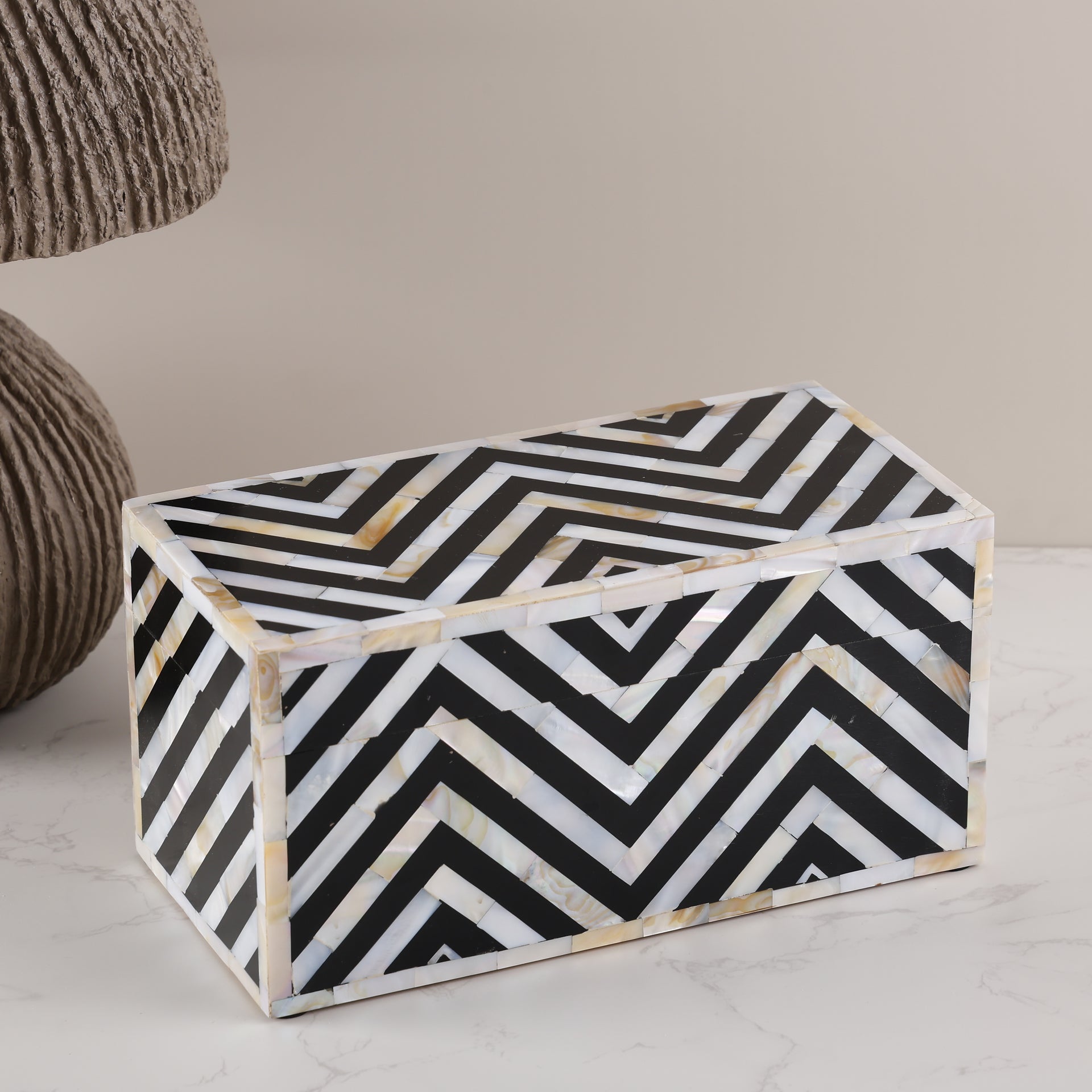 Decorative Storage Box Nacre Trance Mother of Pearl & Resin Inlay in 10 x 5 x 5 inch