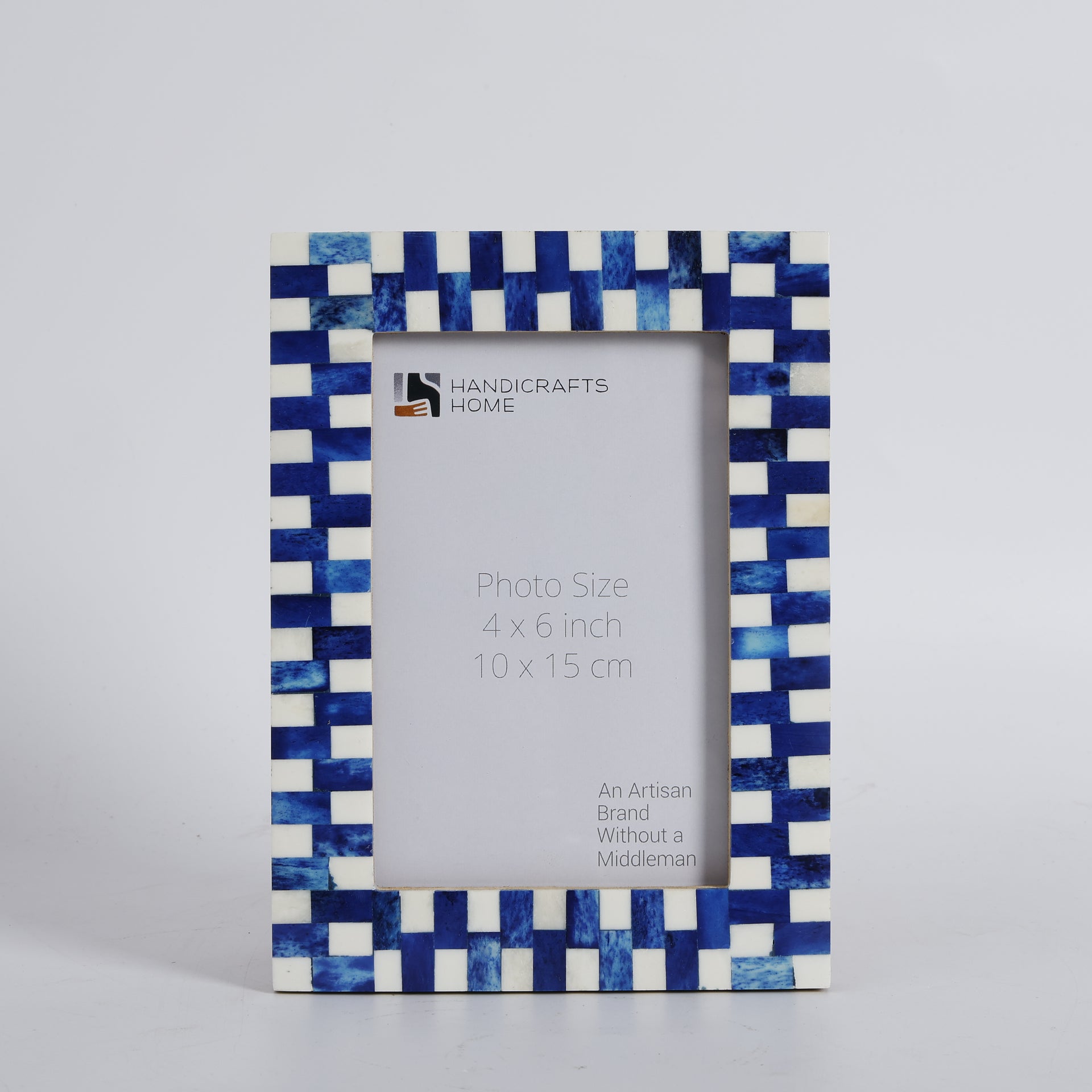 Blue Mosaic Grid Bone Inlay Picture Frame 4x6 5x7 Decor
