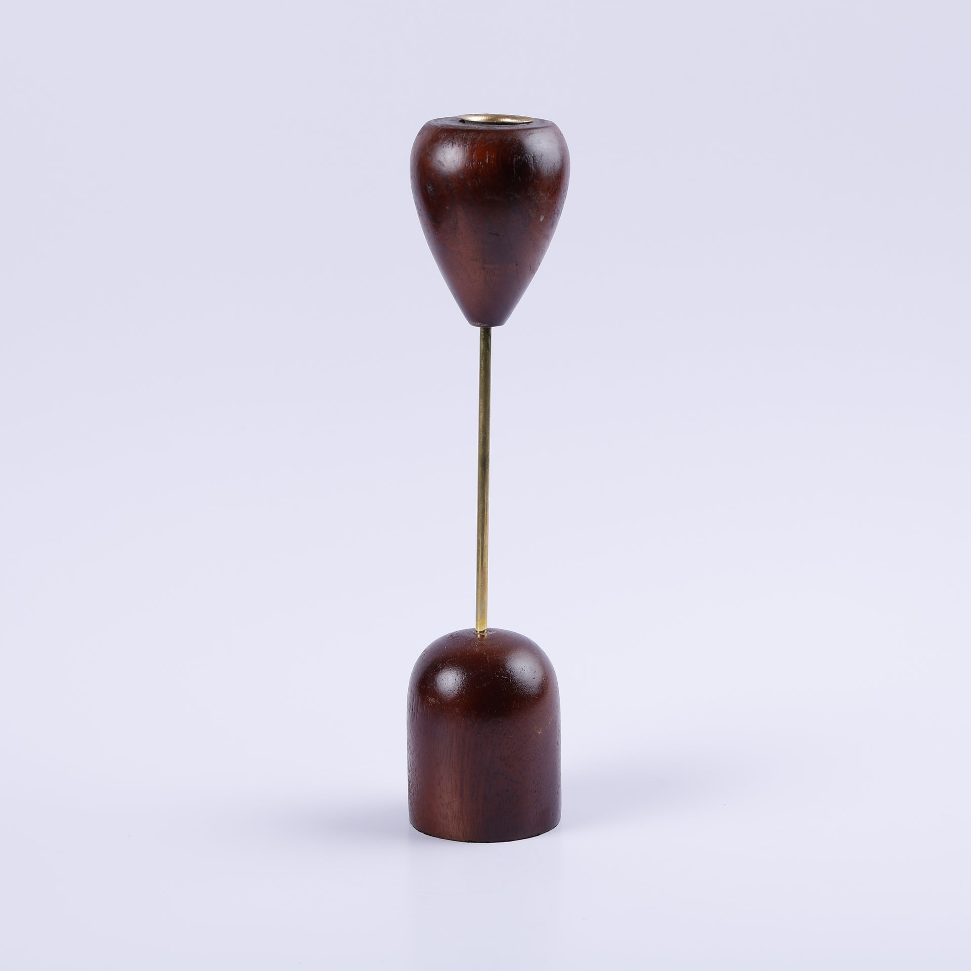 Wood & Metal Taper Candle Holder– Set of 3 Brown Stand