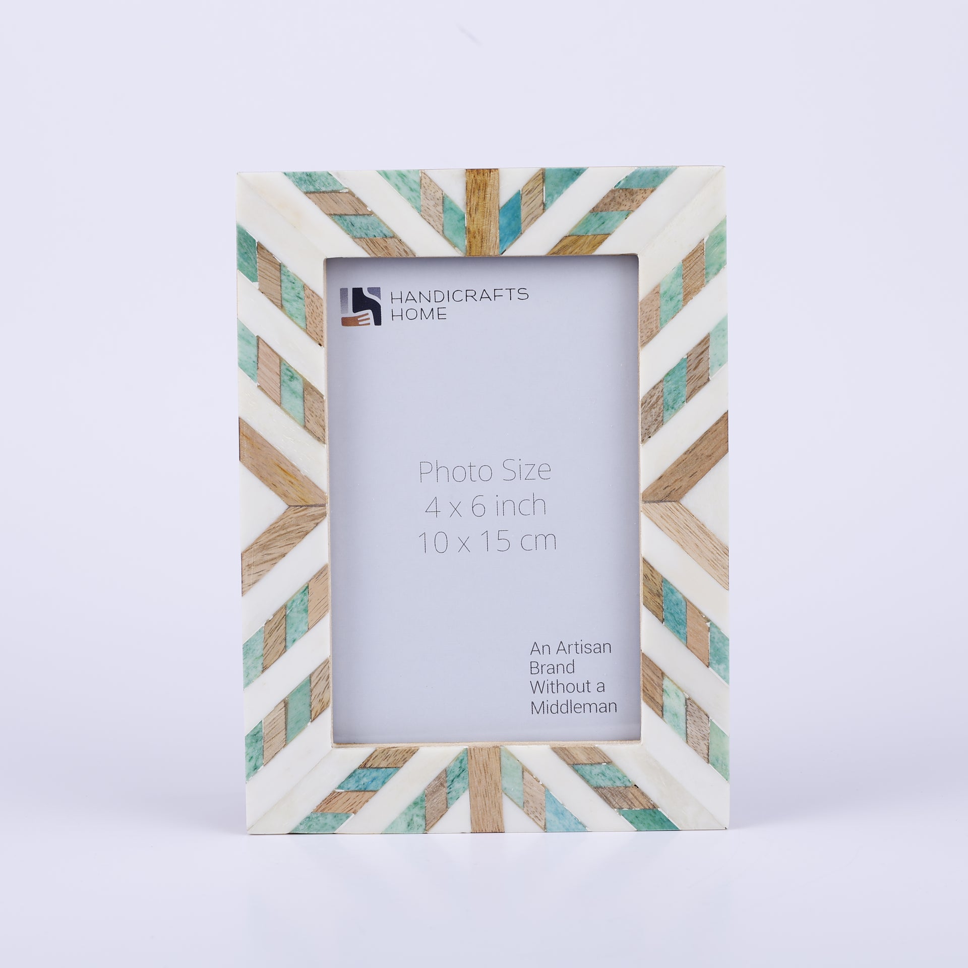 Hypno Saga White & Green Picture Frame- Bone Inlay & Wood in 4x6 & 5x7