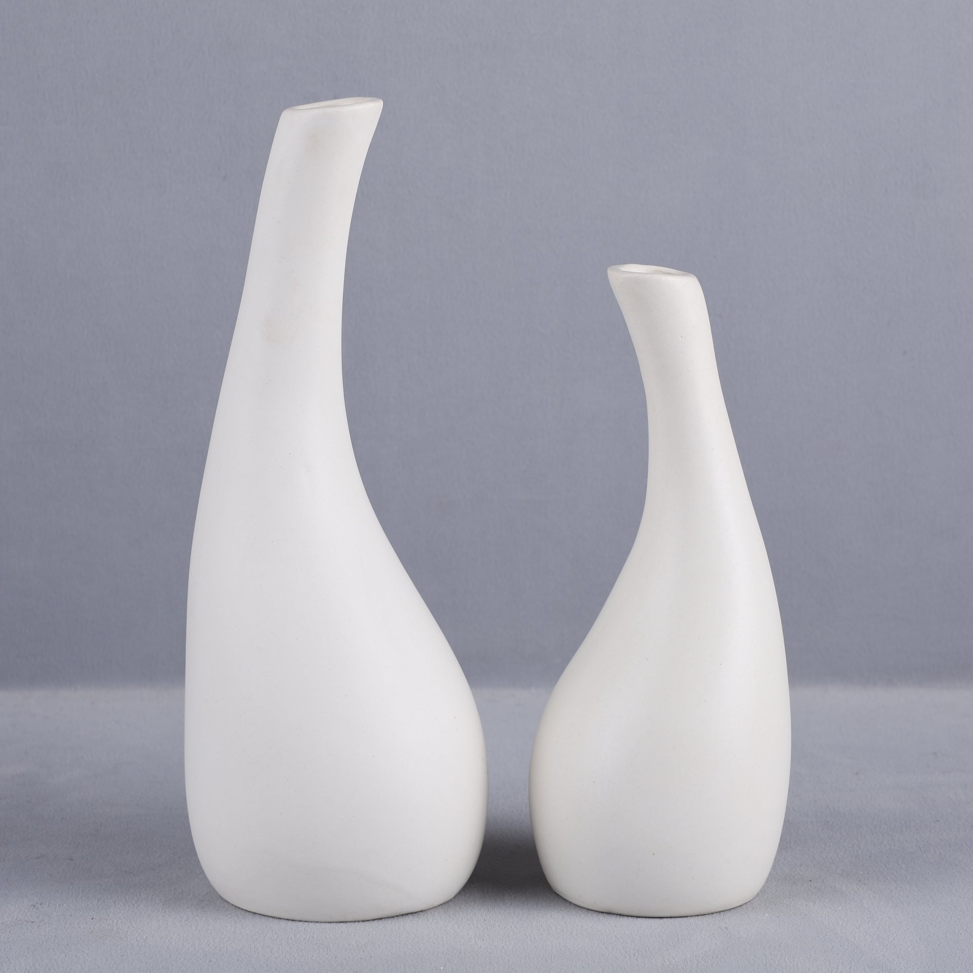 Ceramic Vase Set of 2 – Black & White Teardrop Decorative Flower Vases