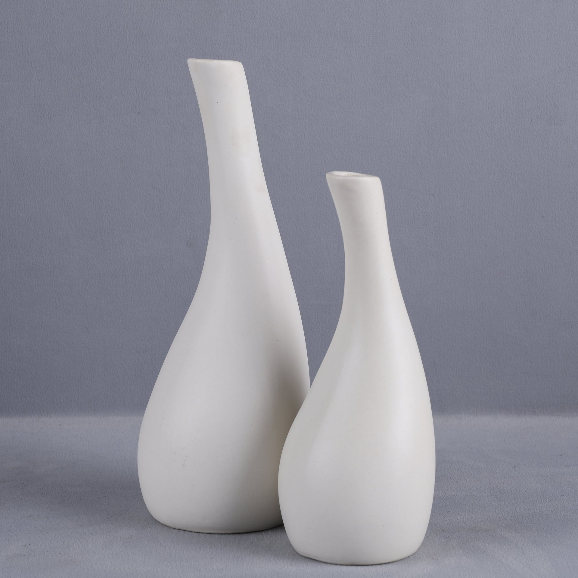 Ceramic Vase Set of 2 – Black & White Teardrop Decorative Flower Vases