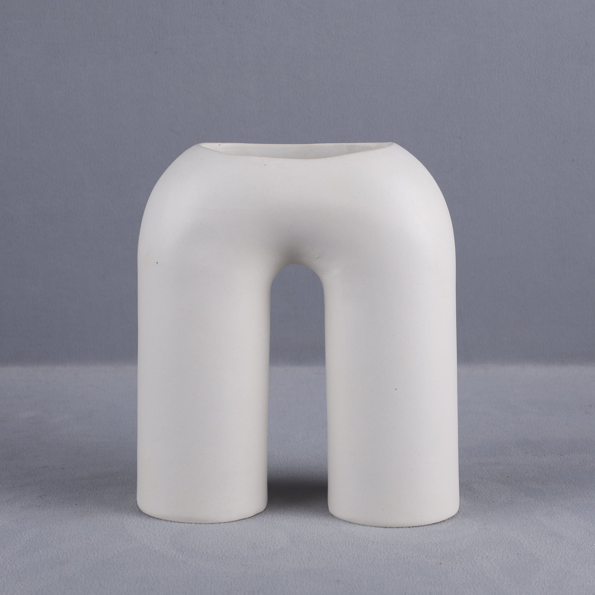 Ceramic Vase– Modern White Arcform Vase for Minimalist Shelf Décor