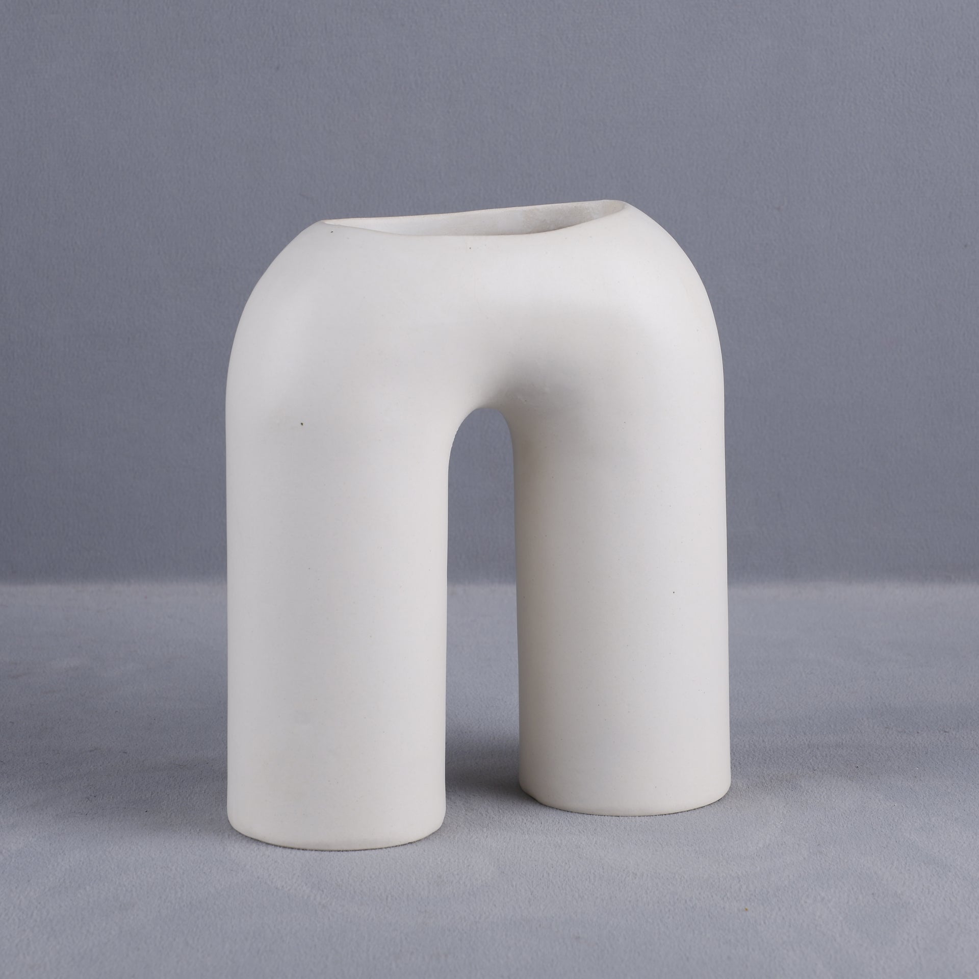 Ceramic Vase– Modern White Arcform Vase for Minimalist Shelf Décor