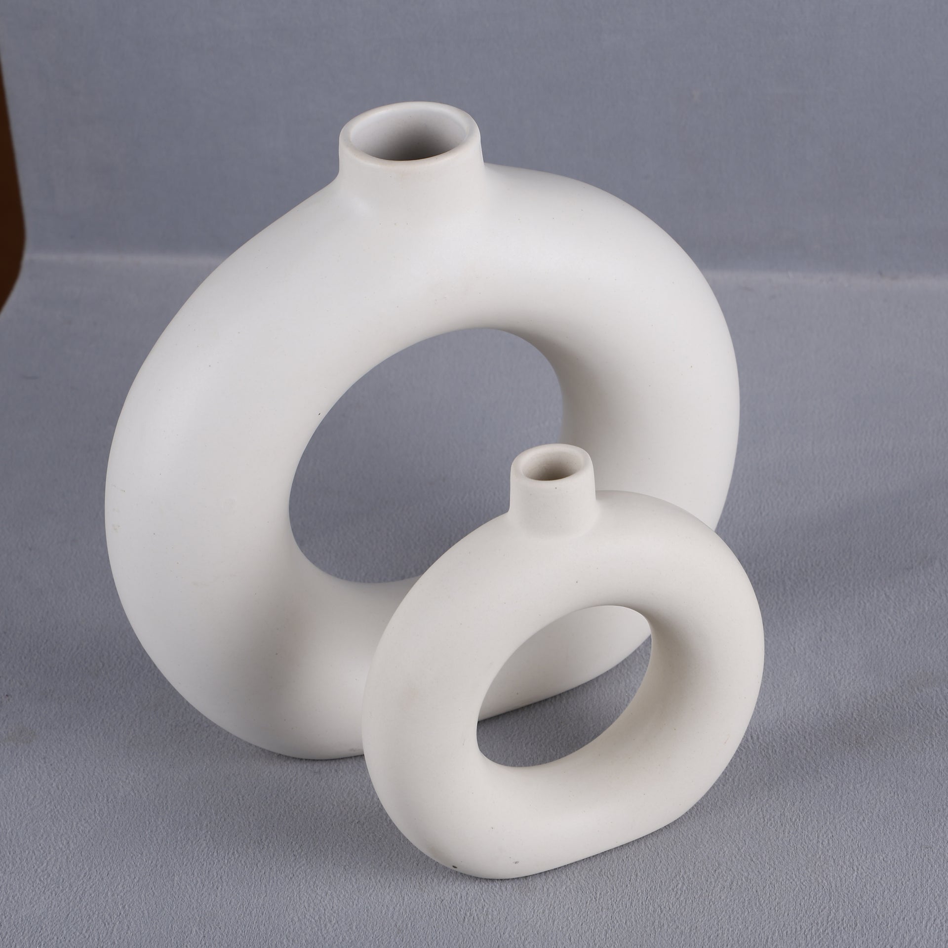 Ceramic Vase Set of 2 – White & Black Matte Decorative Vases for Flowers