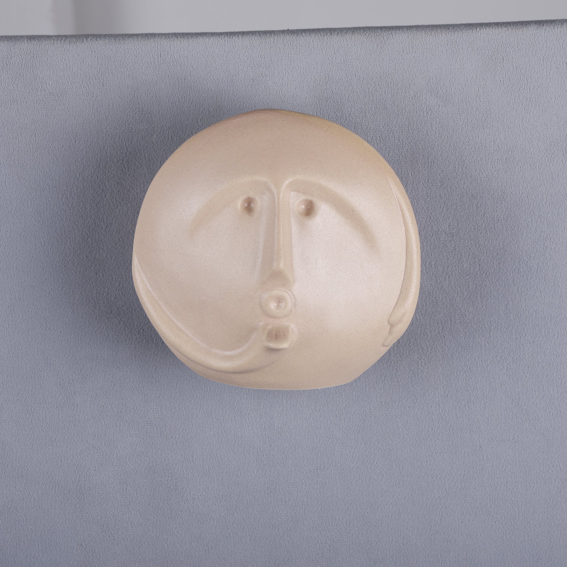 Ceramic Vase Set of 2- Noirstaq Face Pattern in Beige & White Matte