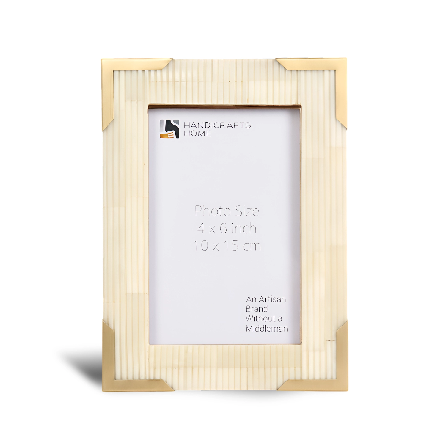 Bone Inlay & Brass Delux Carta Picture Frames, White 4x6