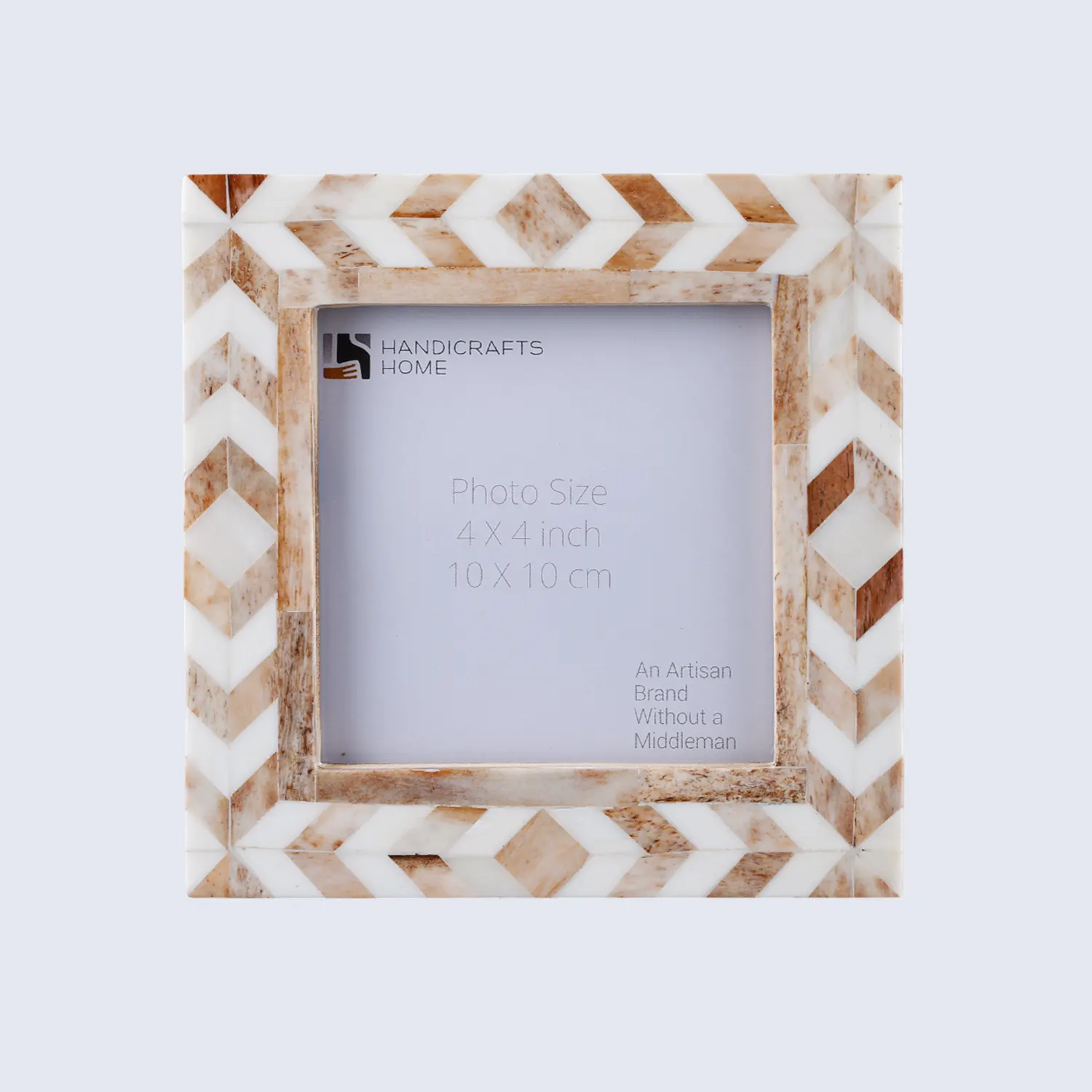 Square Baby Picture Frames Taj Pattern Bone Inlay 4x4 Inch, Brown