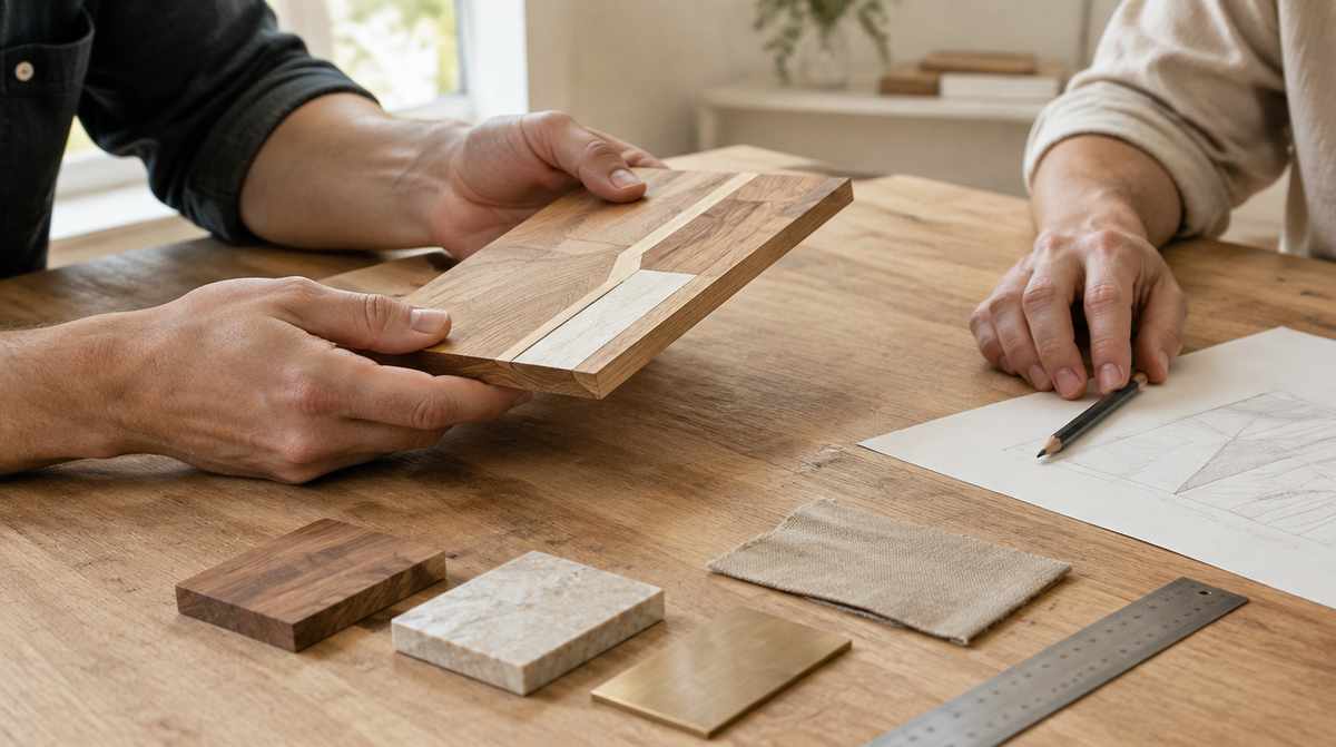 Handcrafted objects arranged in a refined studio setting
