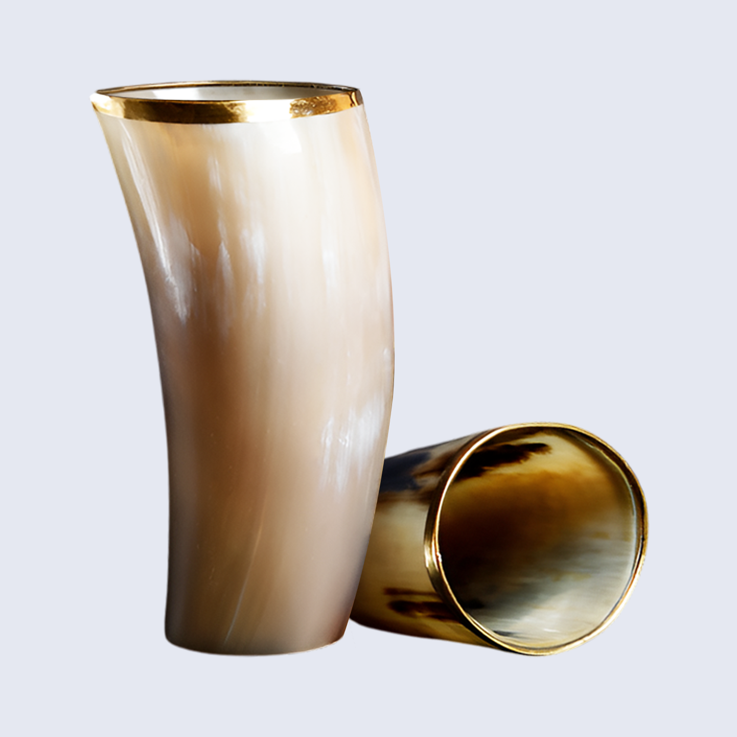 Horn Drinking Glasses - Holds Upto 10 oz, Metallic Finish