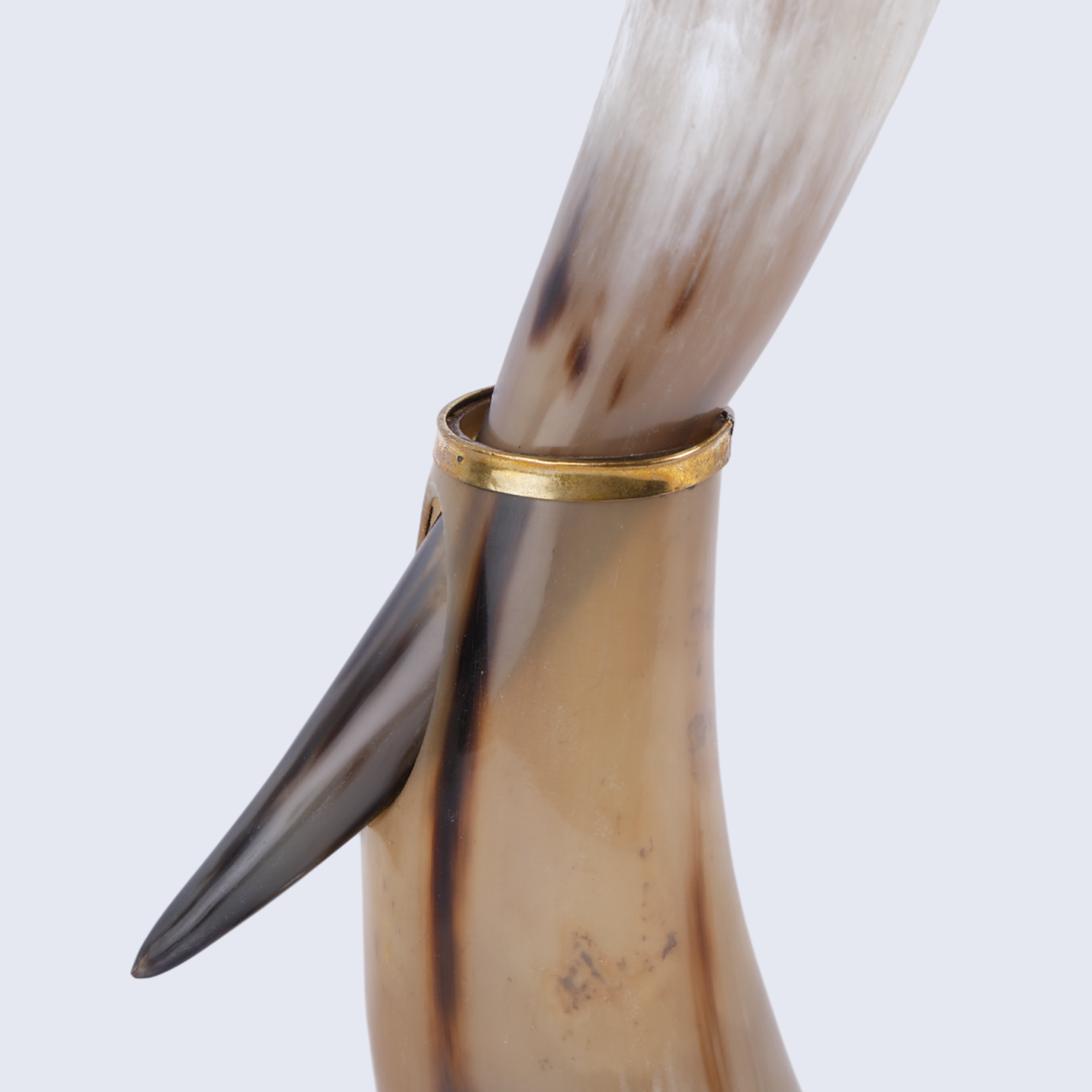 Drinking Horn with Stand - Holds Upto 16 oz, Metallic Finish