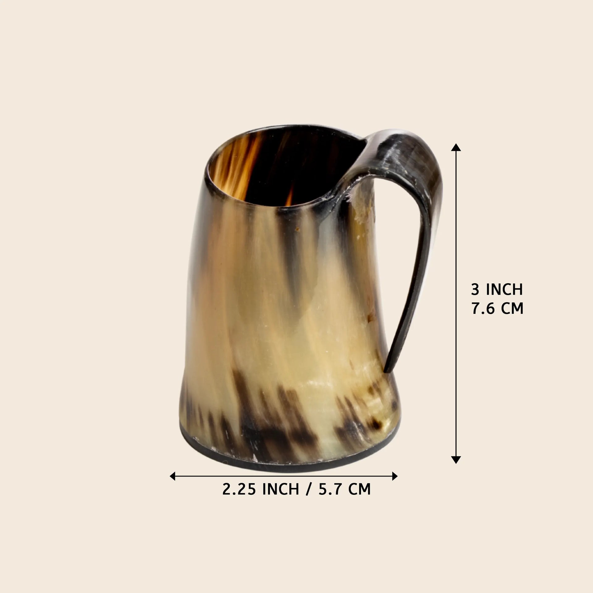 Real Buffalo Horn Whiskey Mug – Rustic Horn Cocktail Cup, 6.6 Oz (3 Inch)