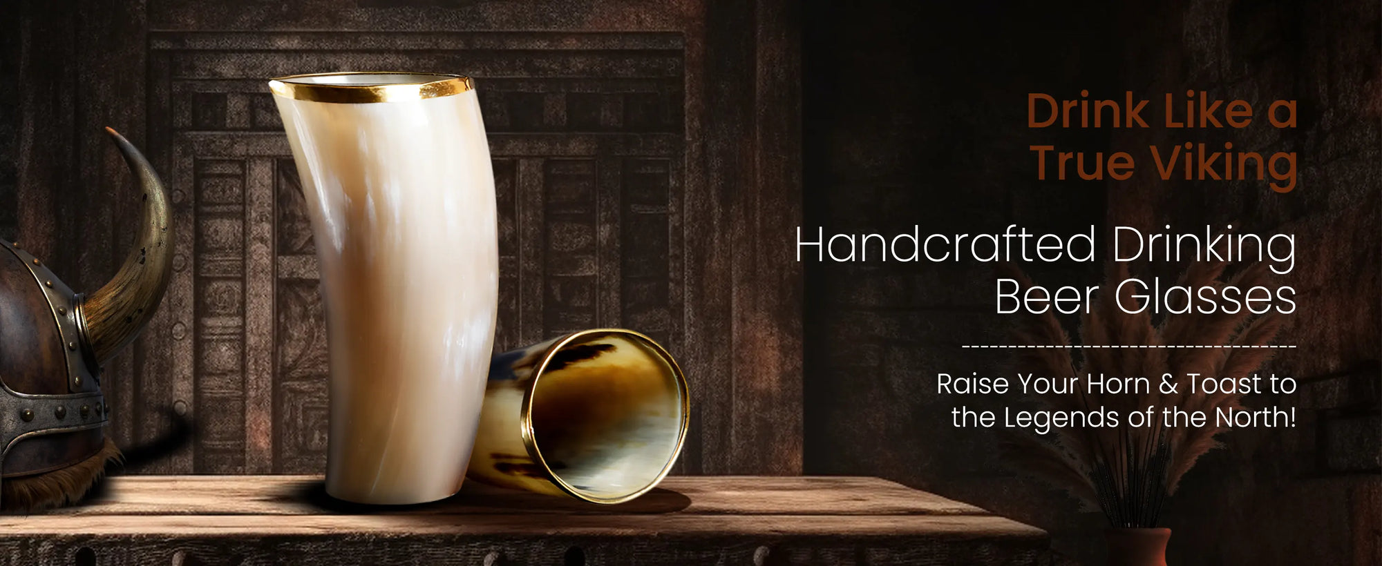 Horn Drinking Glasses - Holds Upto 10 oz, Skull Craft