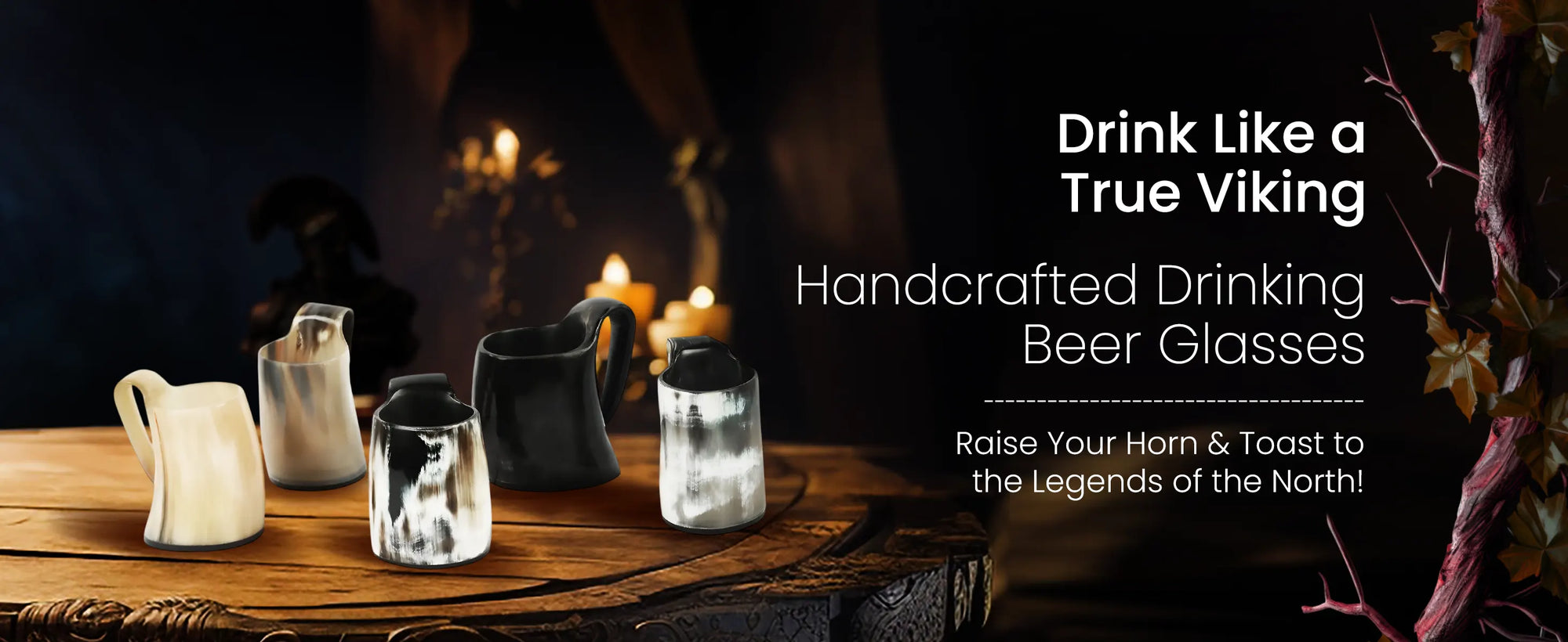 Horn Whiskey Mugs Pack 5 - Holds Upto 6.5 oz, Natural