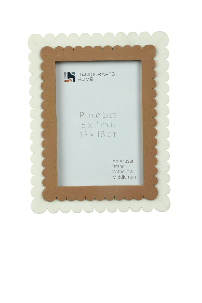 Petal Scallop Pattern Picture Frame Brown & White - 4x6 & 5x7