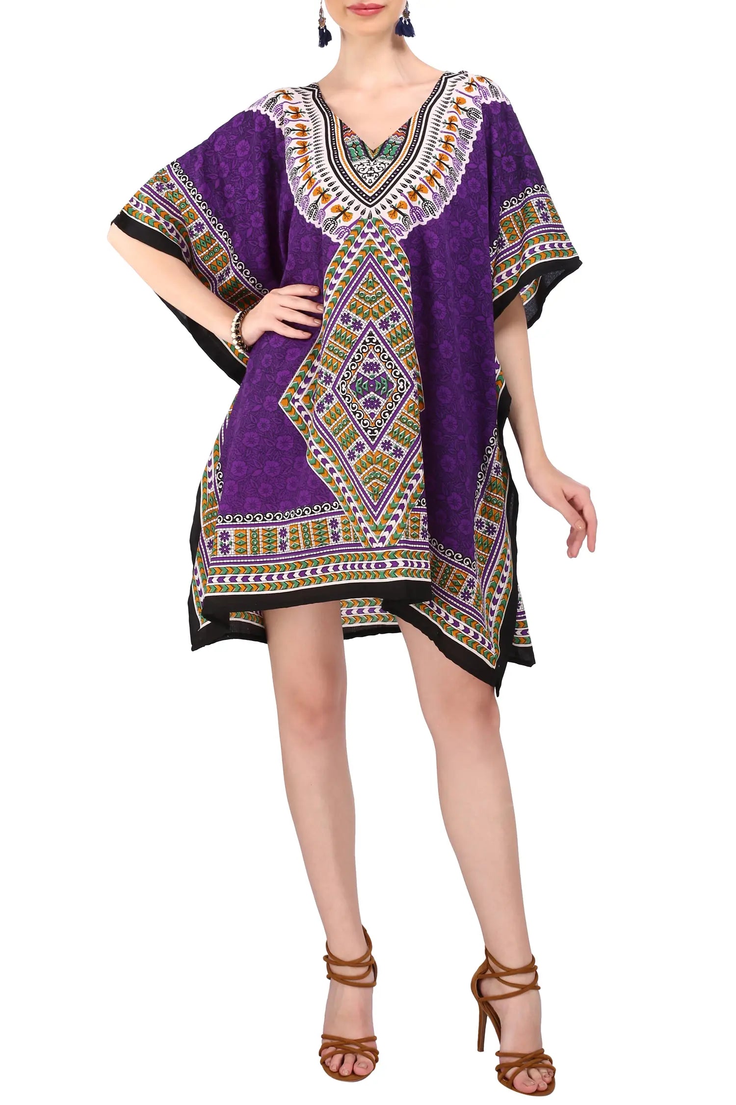 Women Short Kaftans Summer Holiday Caftan Dress 4 Colors S-3XL