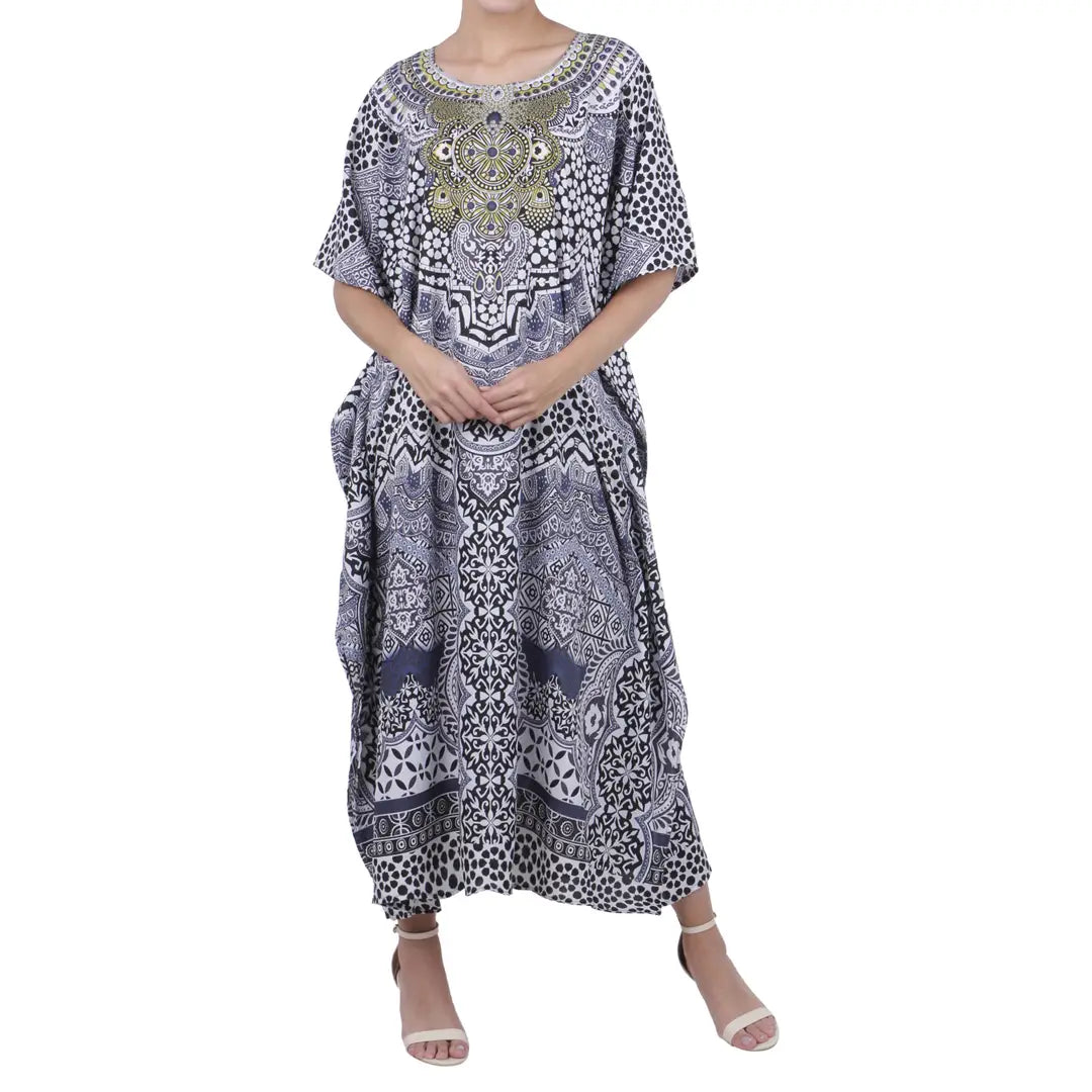Women Long Kaftans Summer Holiday Caftan Dress 4 Colors S-3XL