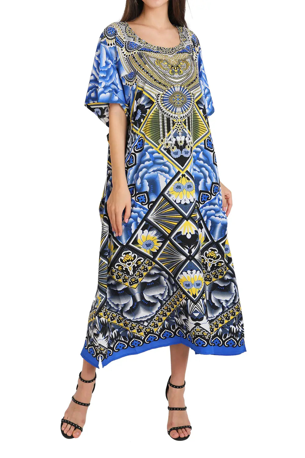 Women Long Kaftans Summer Holiday Caftan Dress 3 Colors S-3XL
