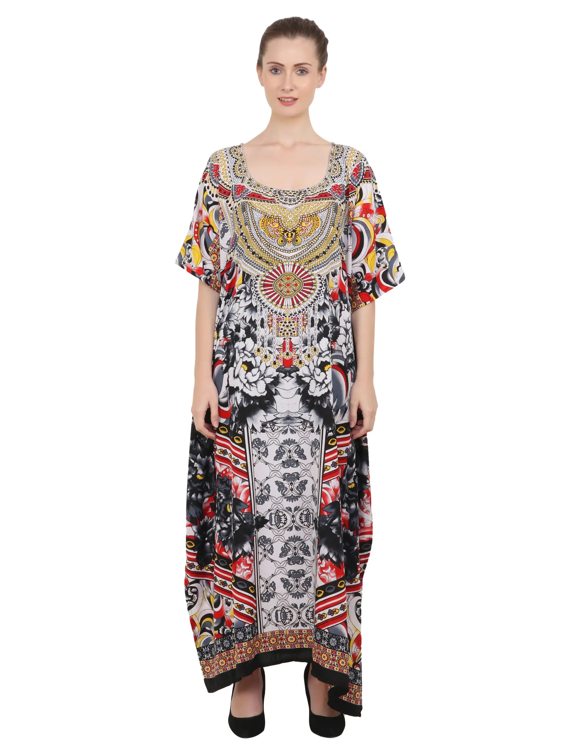 Women Long Kaftans Summer Holiday Caftan Dress 4 Colors S-3XL