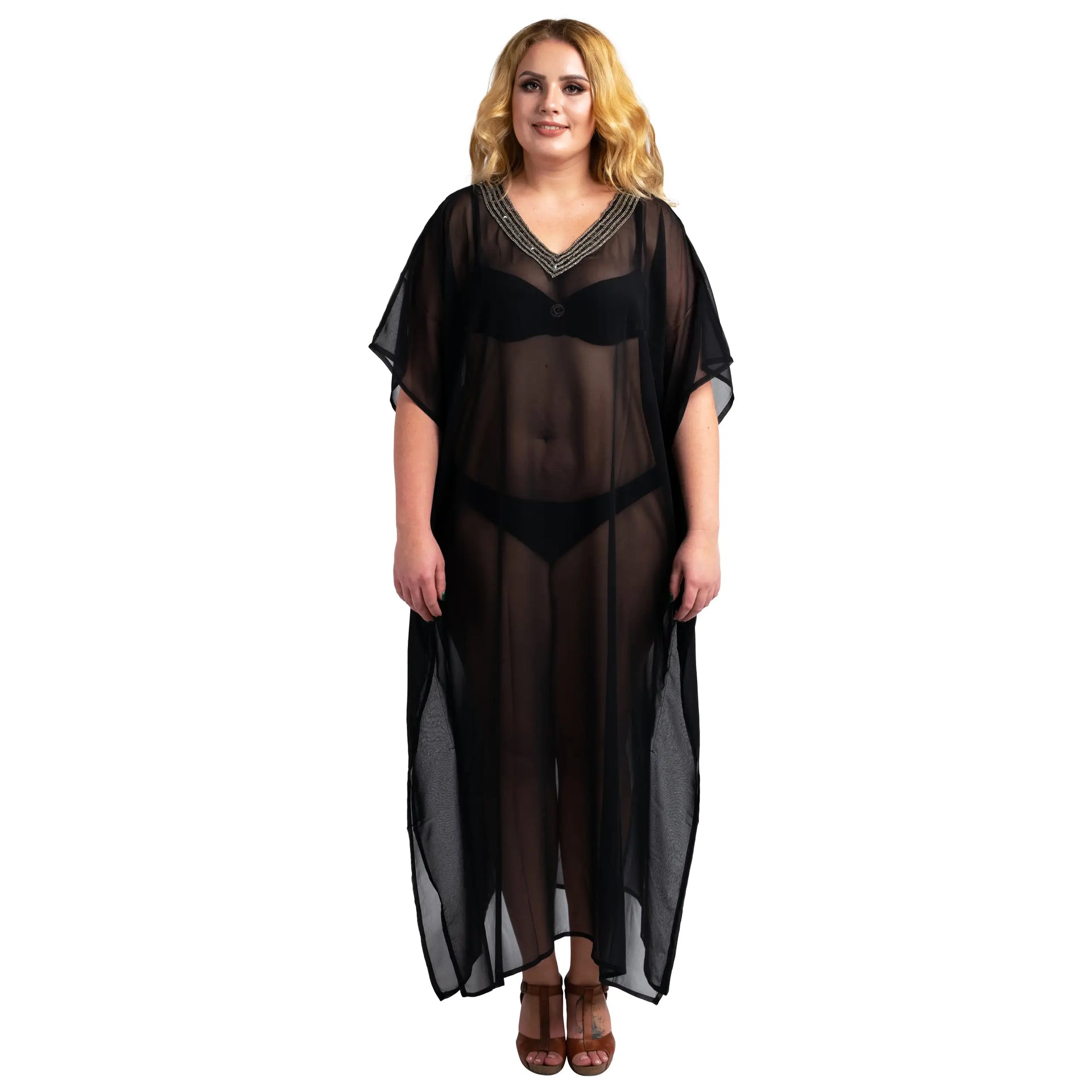 Women Long Kaftans Beach Caftan Dress 3 Colors S-3XL