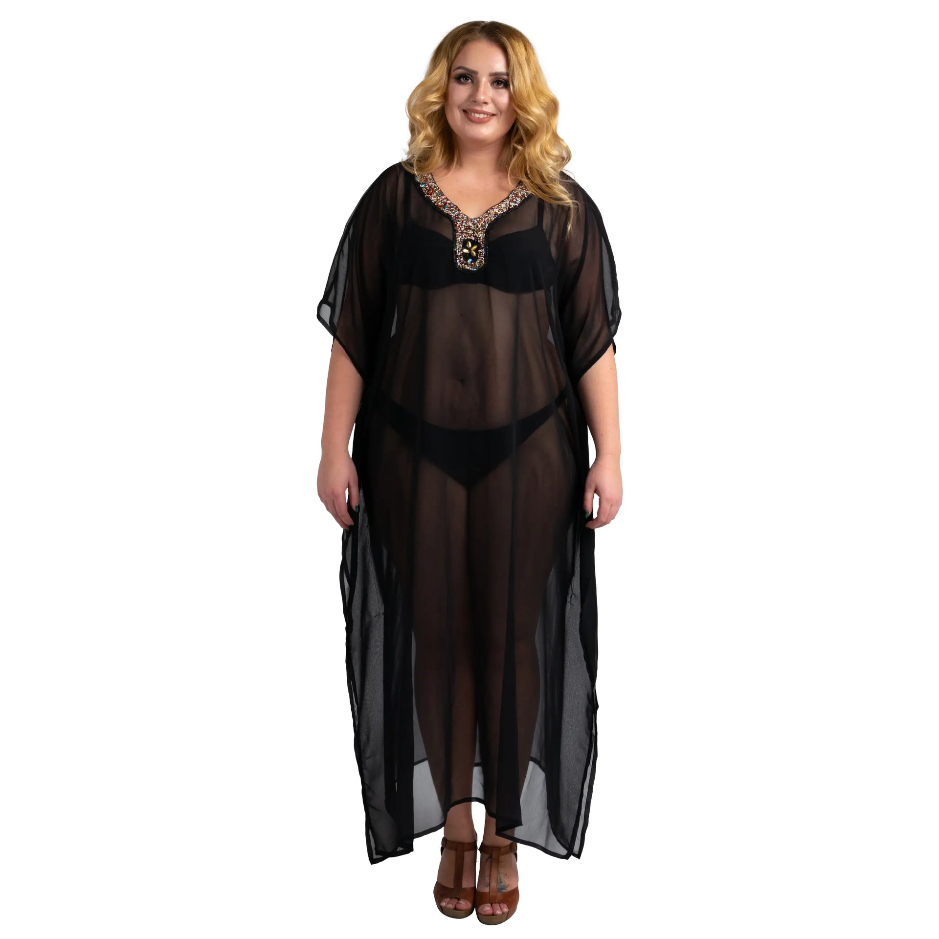 Women Long Kaftans Beach Caftan Dress 3 Colors S-3XL