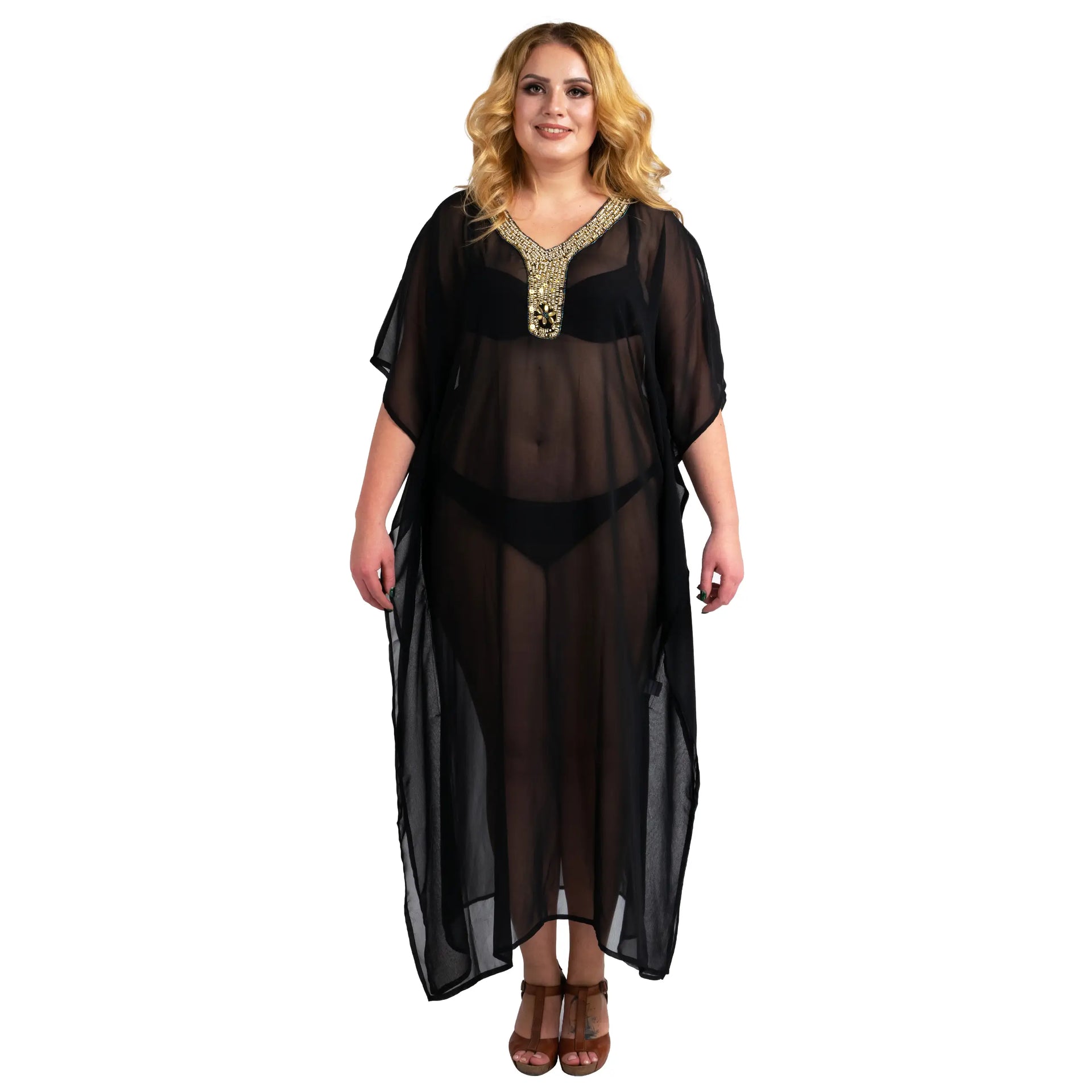 Women Long Kaftans Beach Caftan Dress 3 Colors S-3XL