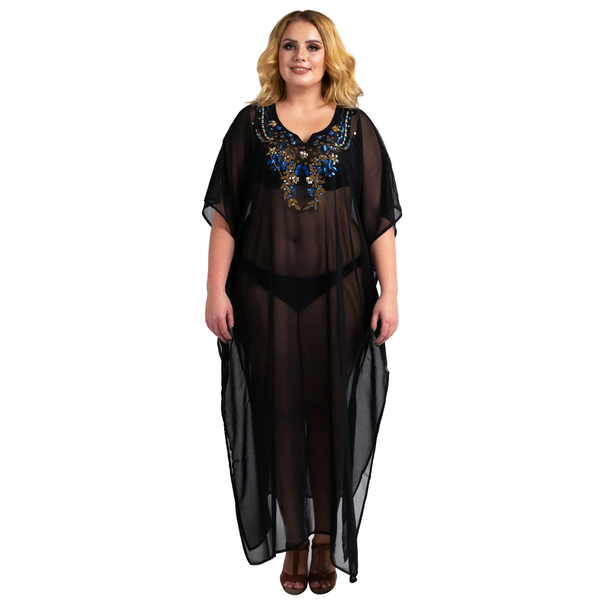 Women Long Kaftans Beach Caftan Dress 3 Colors S-3XL