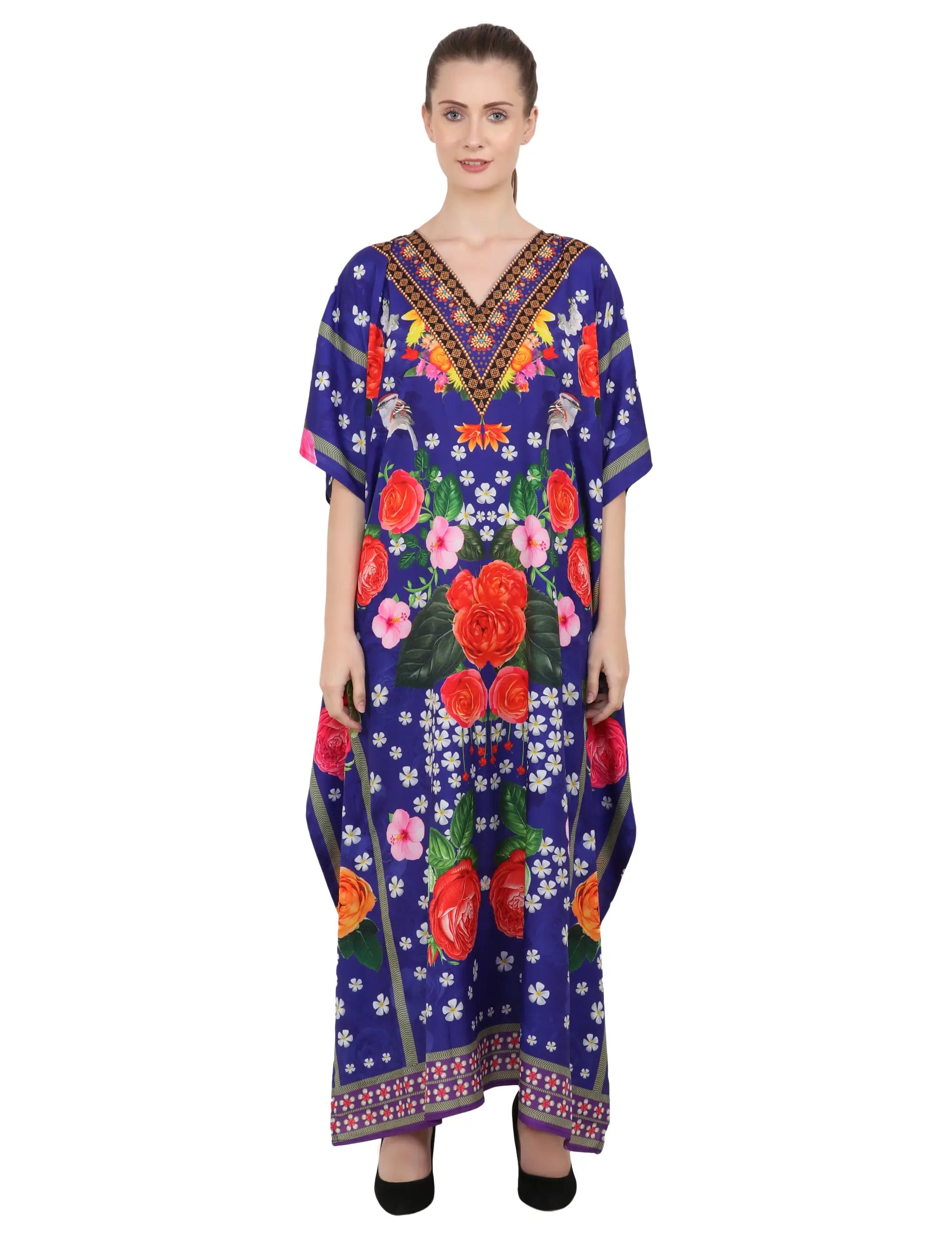 Women Long Kaftans Summer Holiday Caftan Dress 4 Colors S-3XL