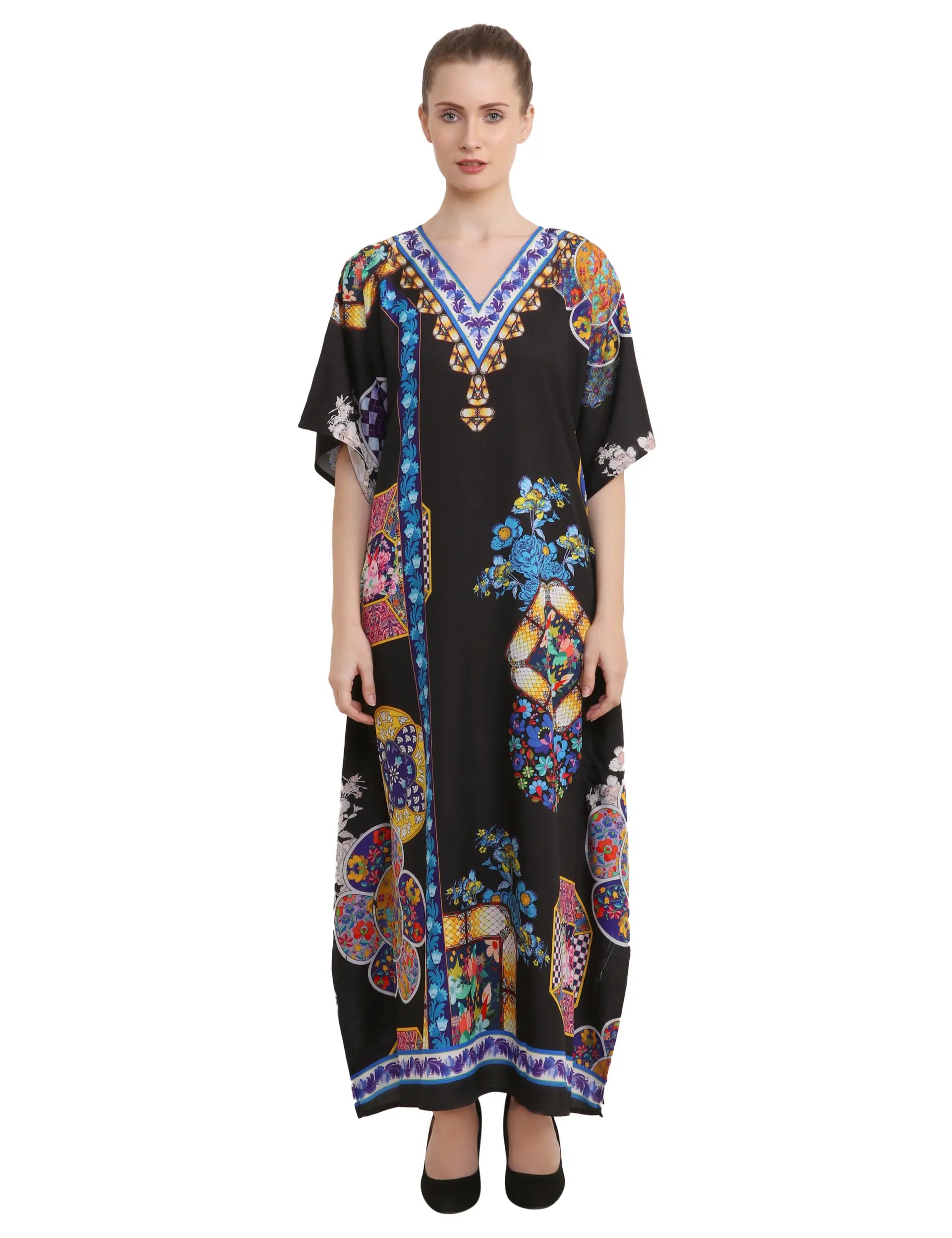 Women Long Kaftans Summer Holiday Caftan Dress 5 Colors S-3XL
