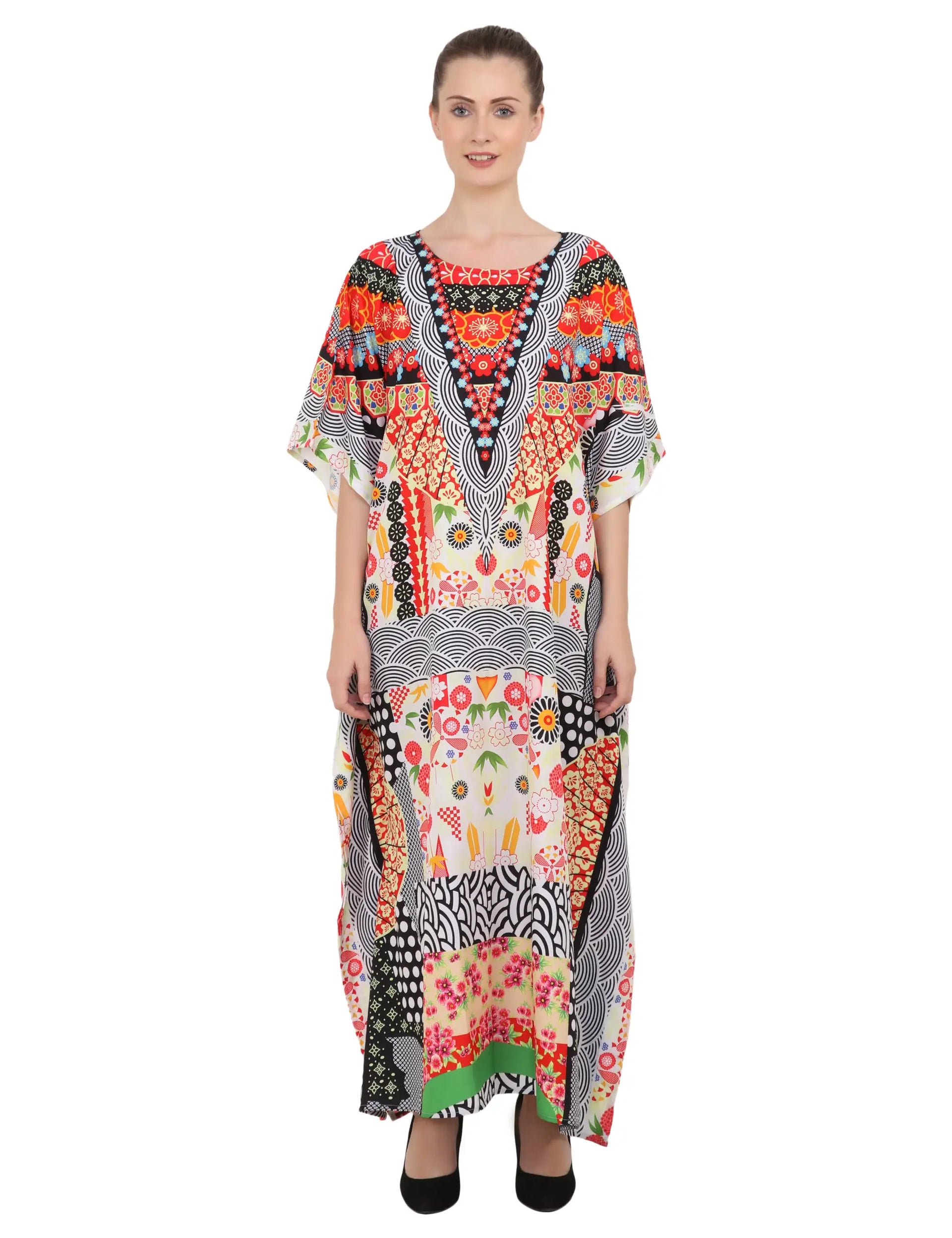 Women Long Kaftans Summer Holiday Caftan Dress Black S-3XL