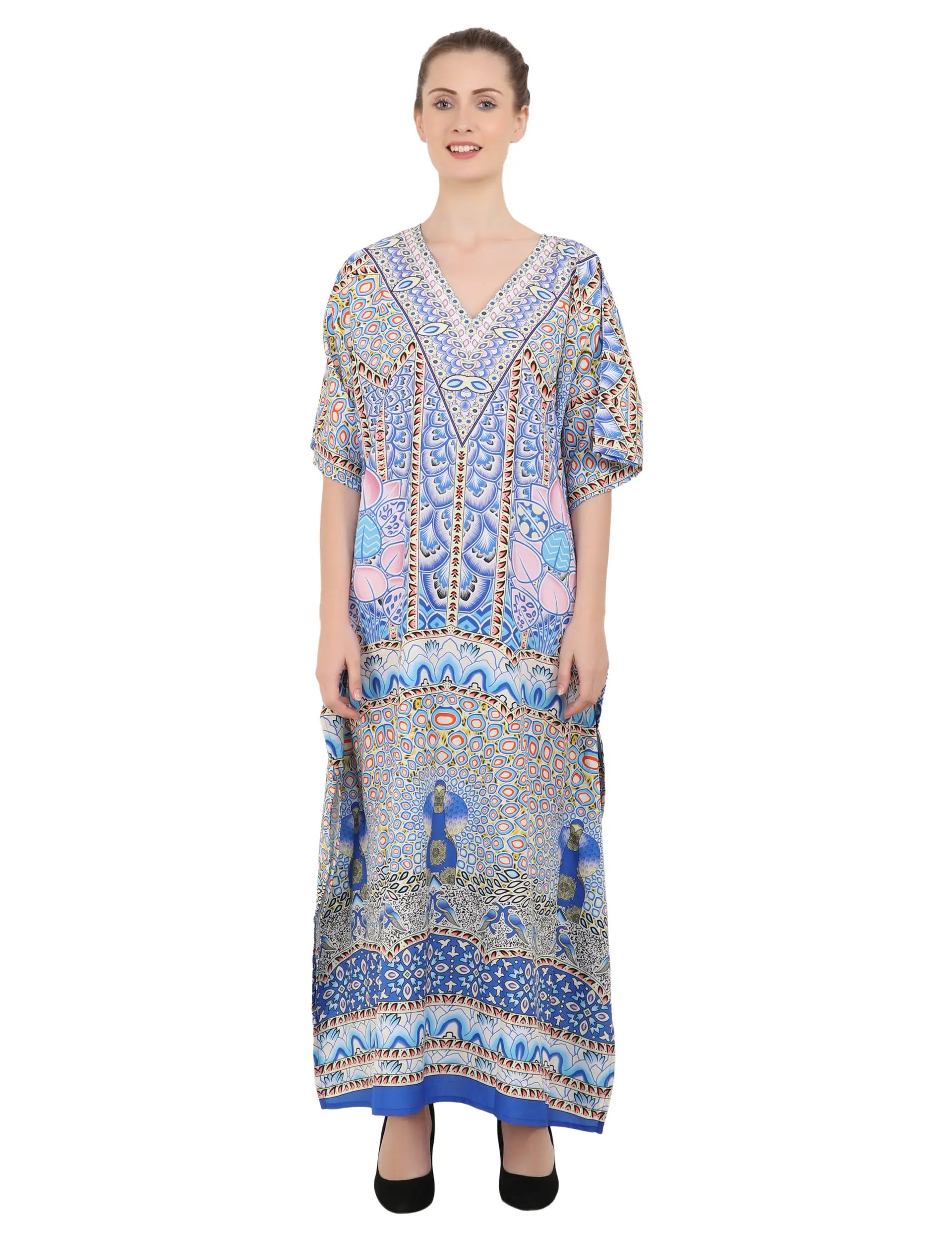 Women Long Kaftans Summer Holiday Caftan Dress 3 Colors S-3XL