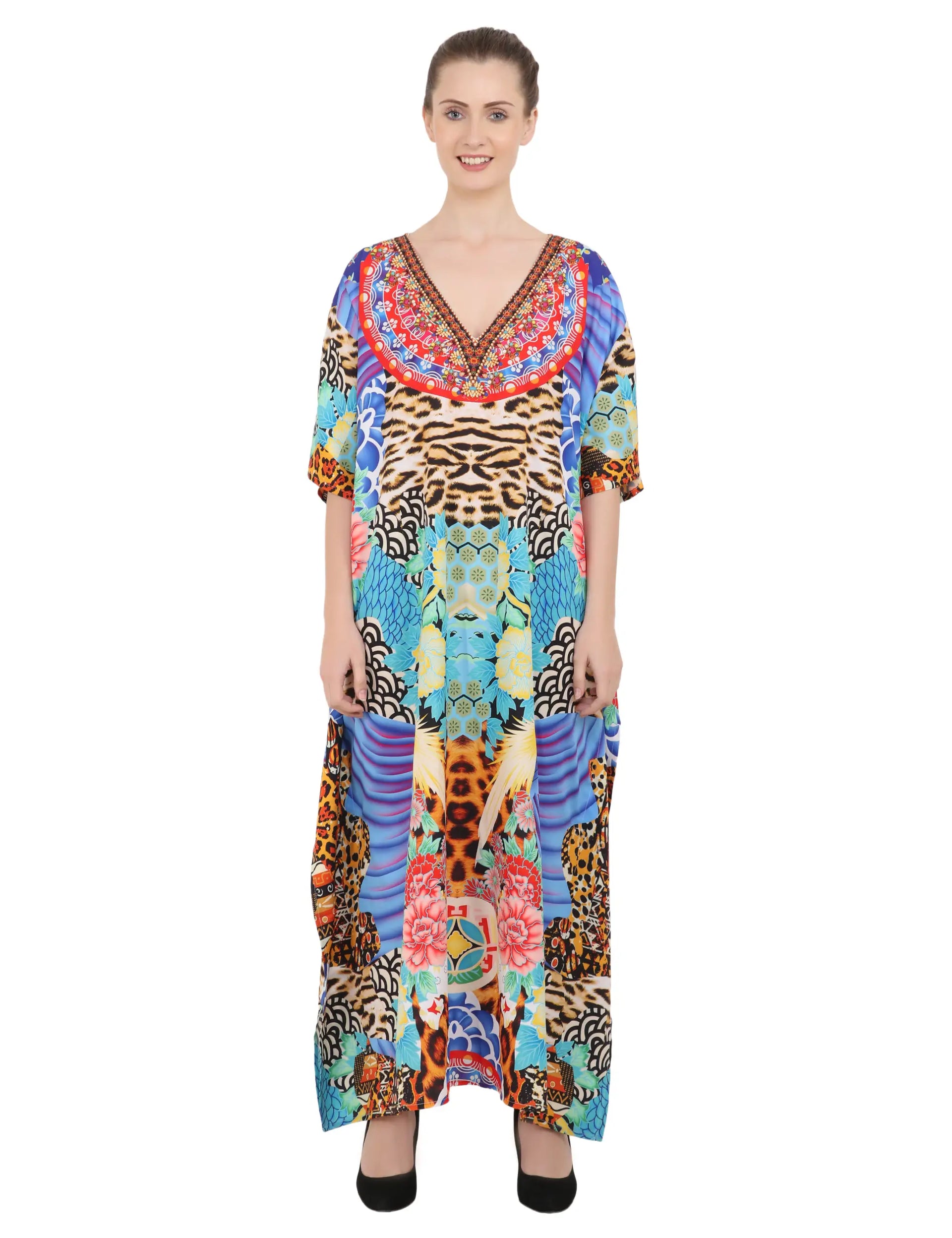 Women Long Kaftans Summer Holiday Caftan Dress Multicolor S-3XL