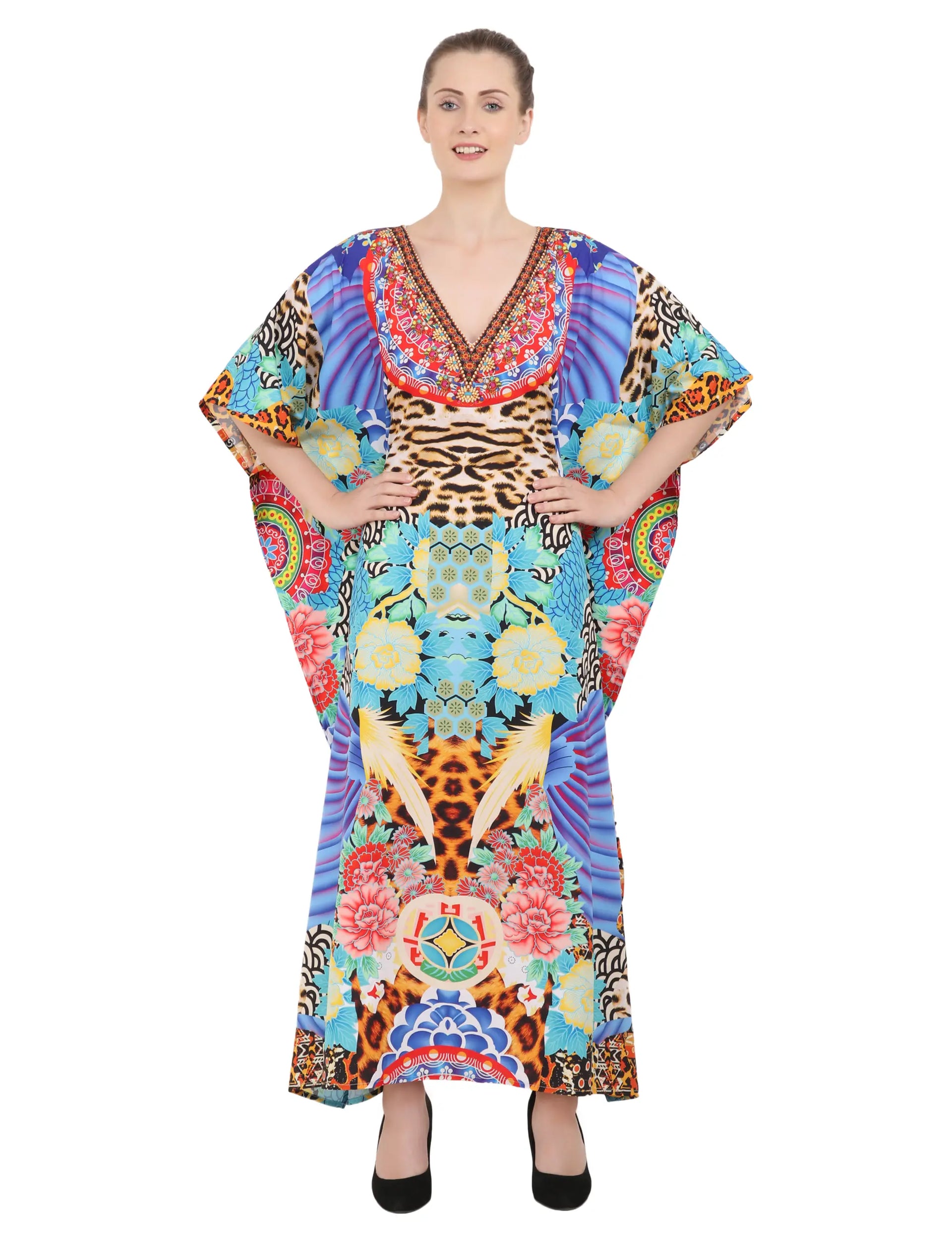 Women Long Kaftans Summer Holiday Caftan Dress Multicolor S-3XL