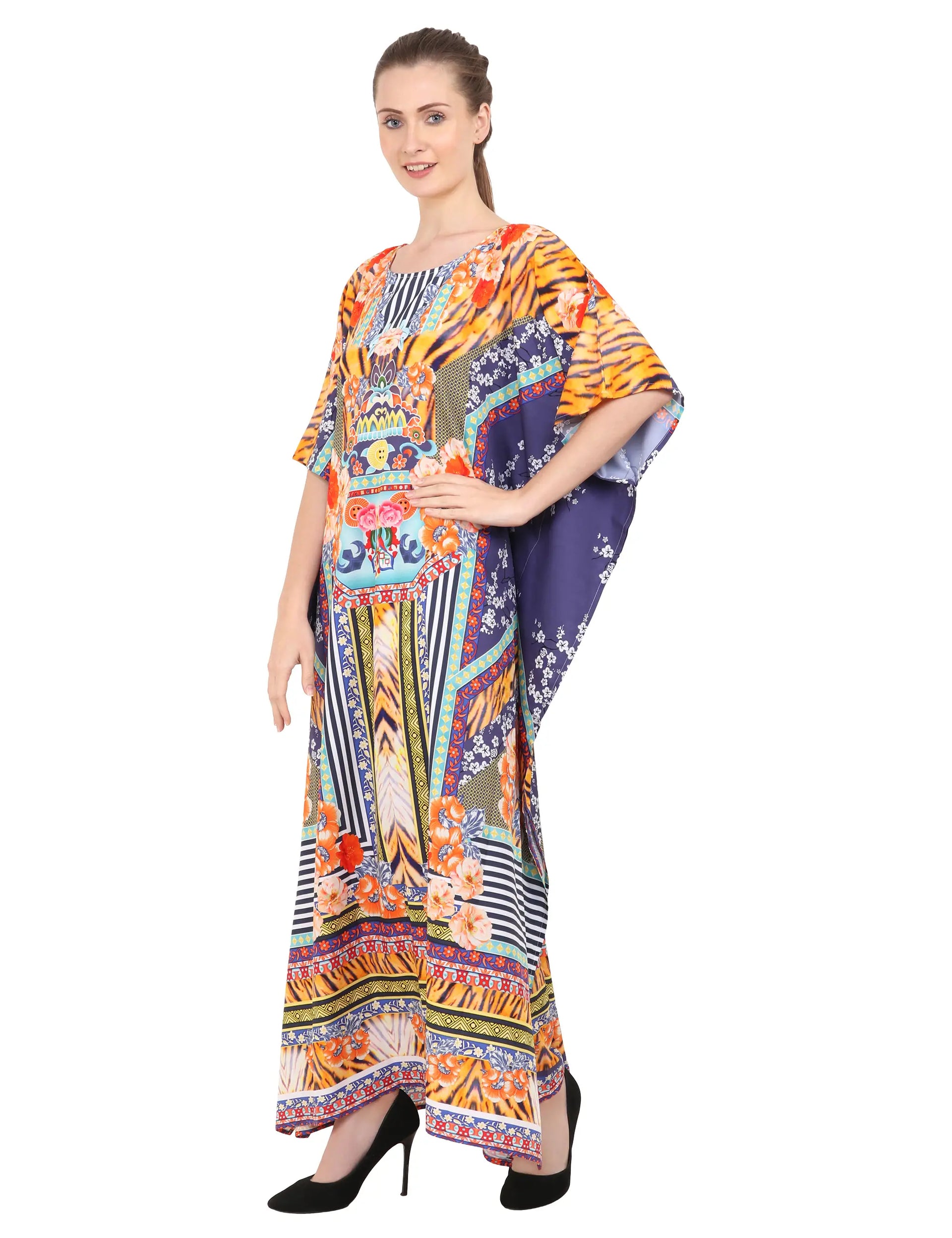 Women Long Kaftans Summer Holiday Caftan Dress Multicolor S-3XL
